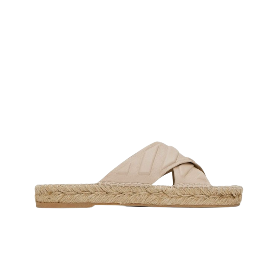 (W) 오프화이트 다이애그 크리스 크로스 에스파드리유 슬라이더 뉴 베이지((W) Off-White Diag Criss-Cross Espadrille Sliders New Beige)