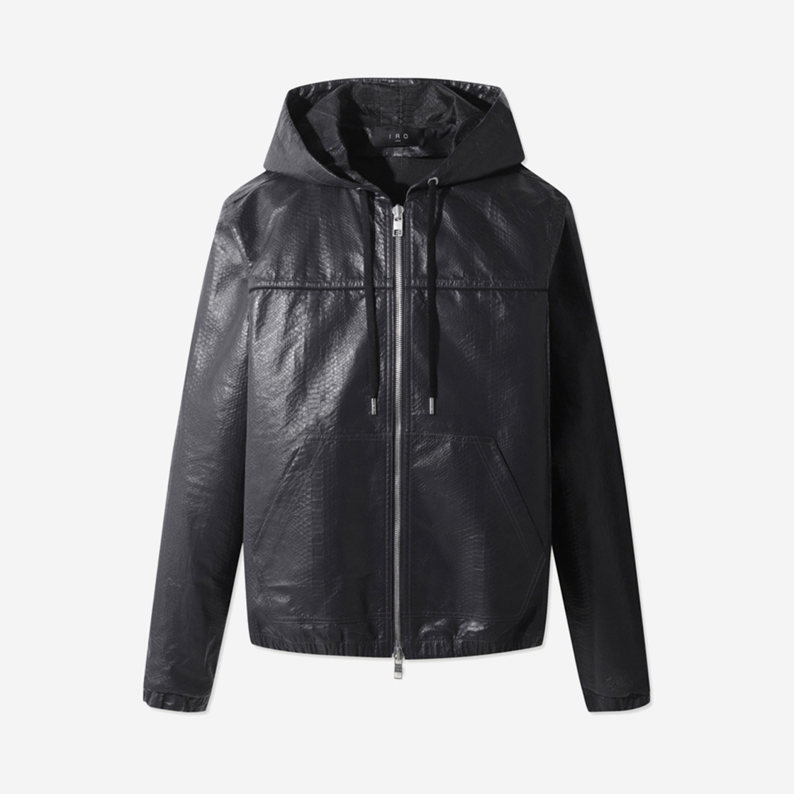 IRUDS24001BKX Iro Denzel Lambskin Leather Zip-Up Hoodie Jumper Beige