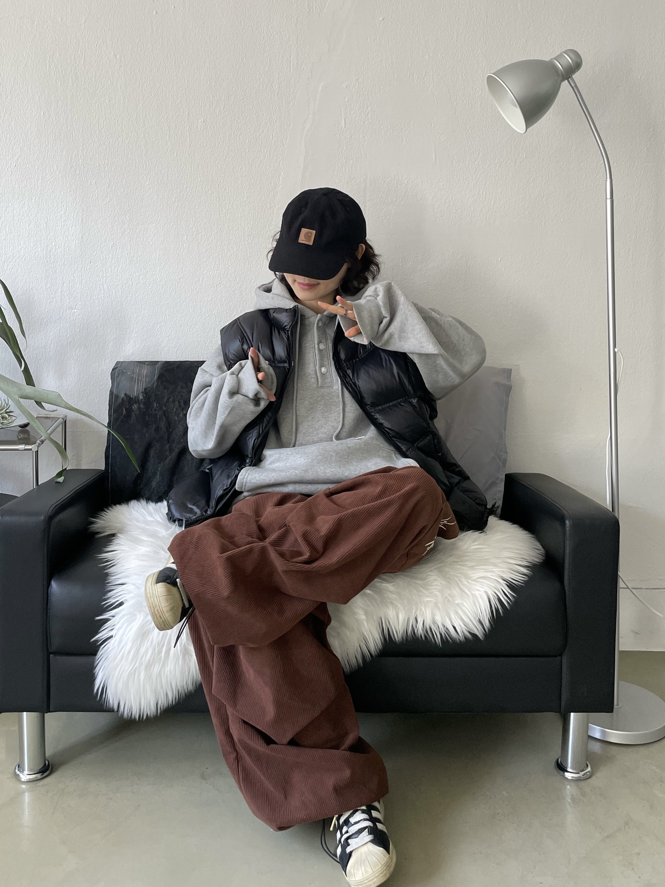 Carhartt Canvas Cap Black, Adidas Superstar Premium Black White 착용 스타일 - 5