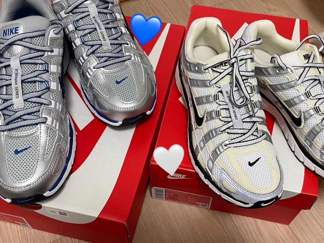 (W) Nike P-6000 Coconut Milk Metallic Silver 착용 스타일