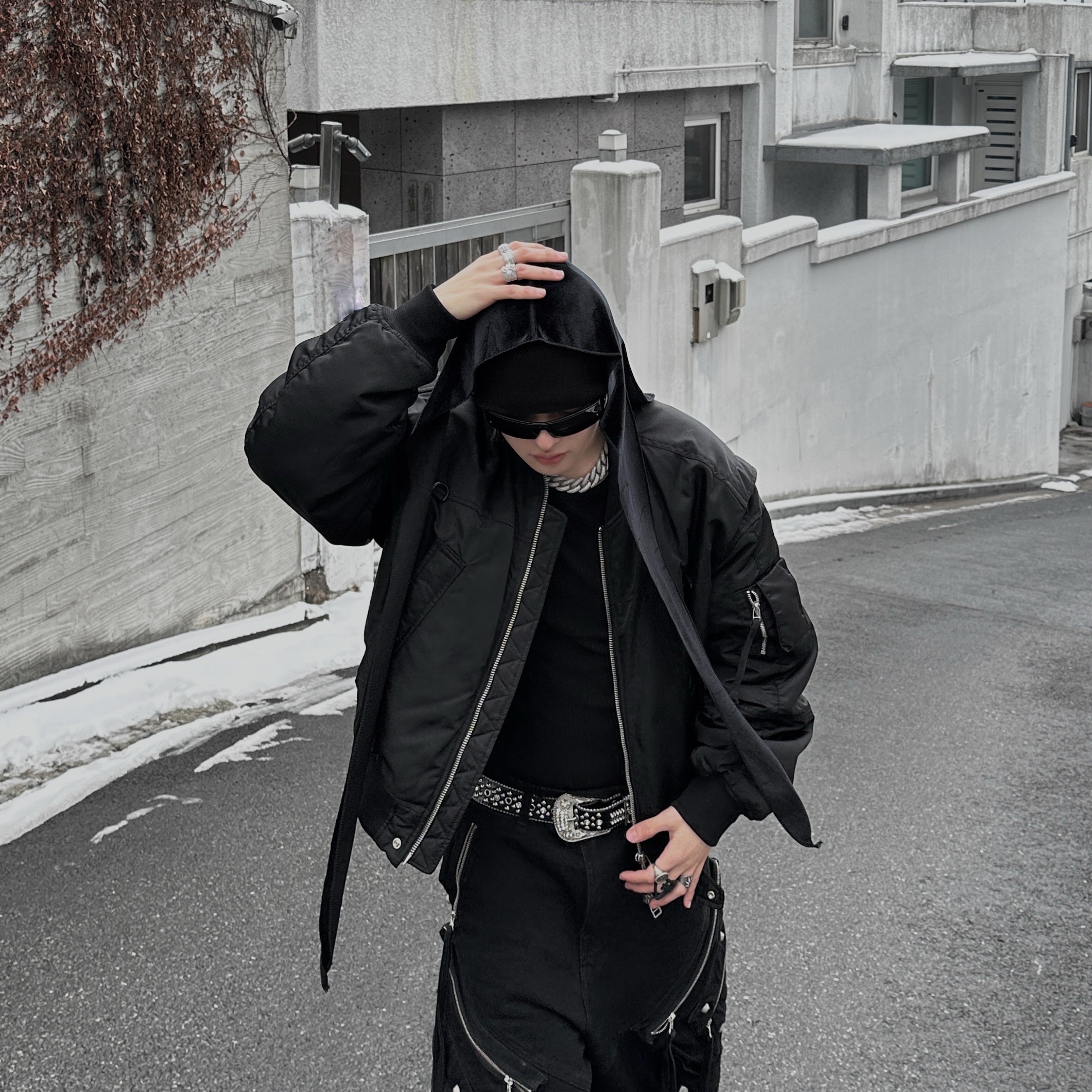 Converse x Drkshdw Turbowpn Black Cream, Stussy Sovereign Ring Sterling Silver 착용 스타일 - 9