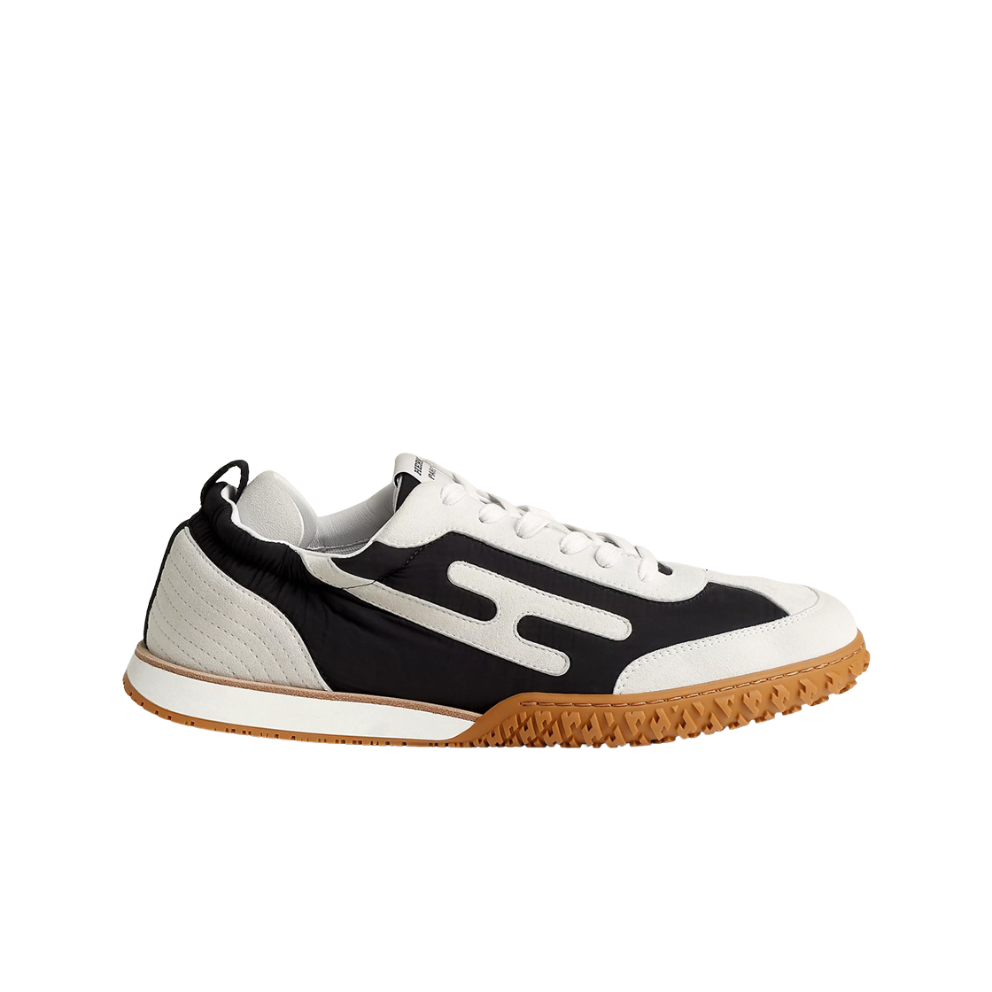 H242923ZH02 Hermes Jet Sneakers Technical Canvas Suede Goatskin & Noir Blanc