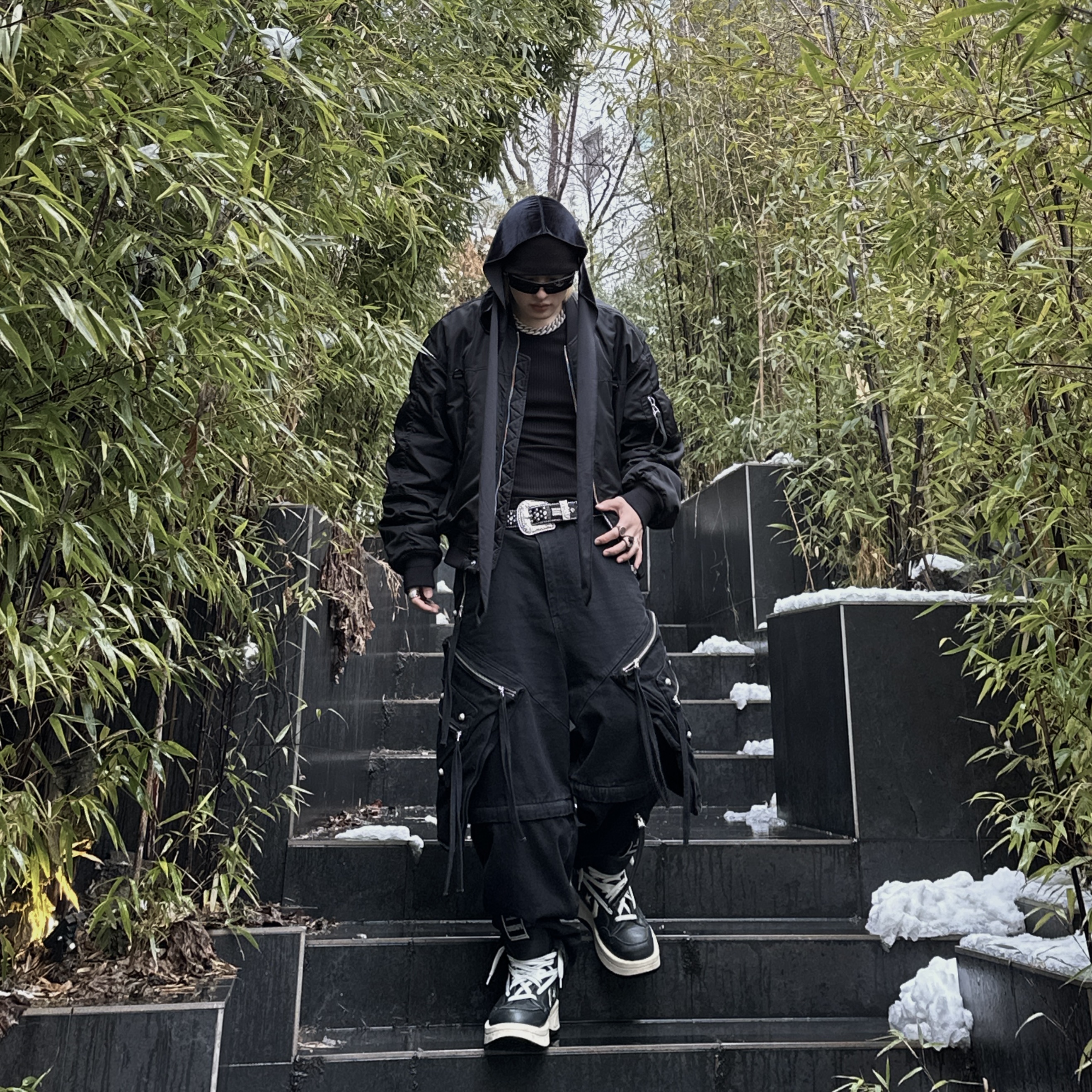 Converse x Drkshdw Turbowpn Black Cream, Stussy Sovereign Ring Sterling Silver 착용 스타일 - 4