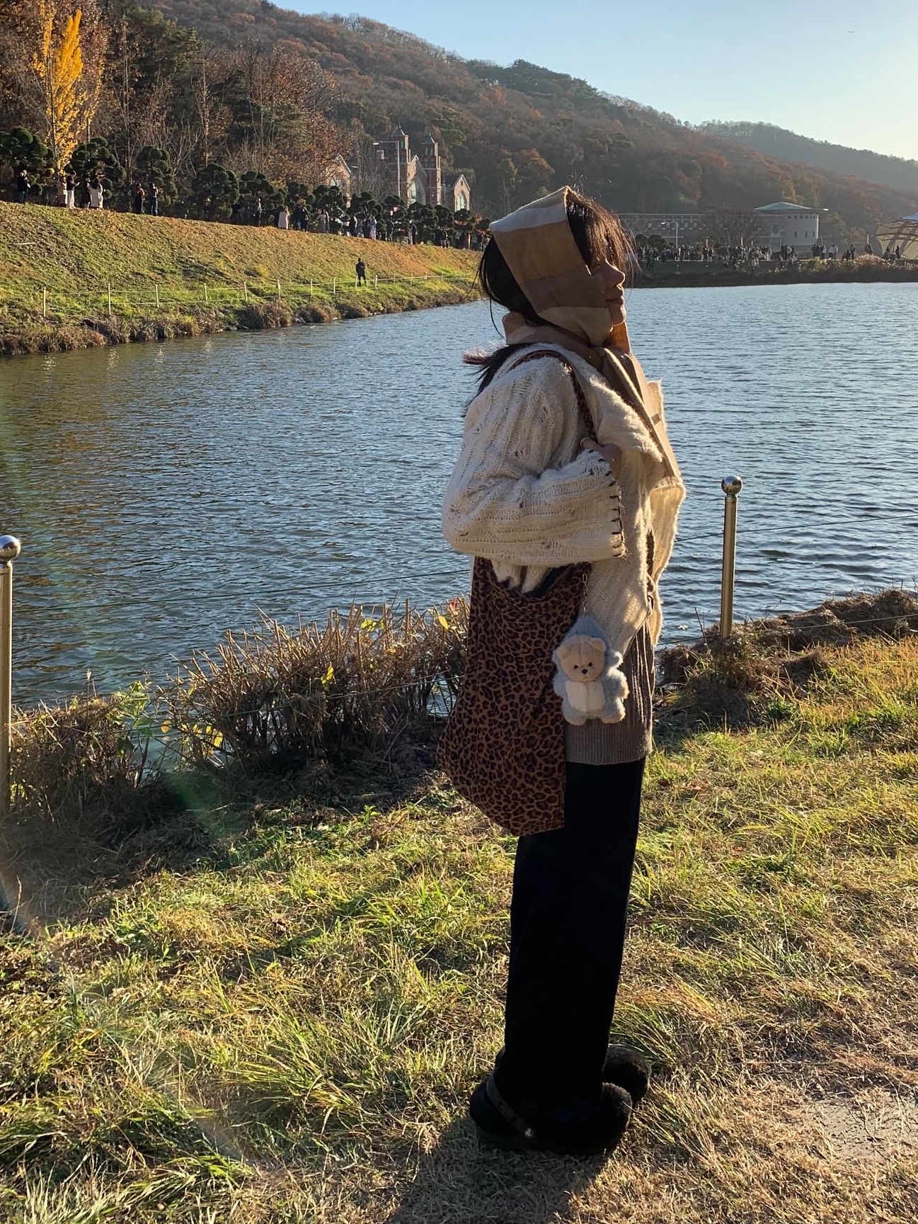 (W) Matin Kim Two Way Knit Cardigan Jacket Ivory 착용 스타일 - 2