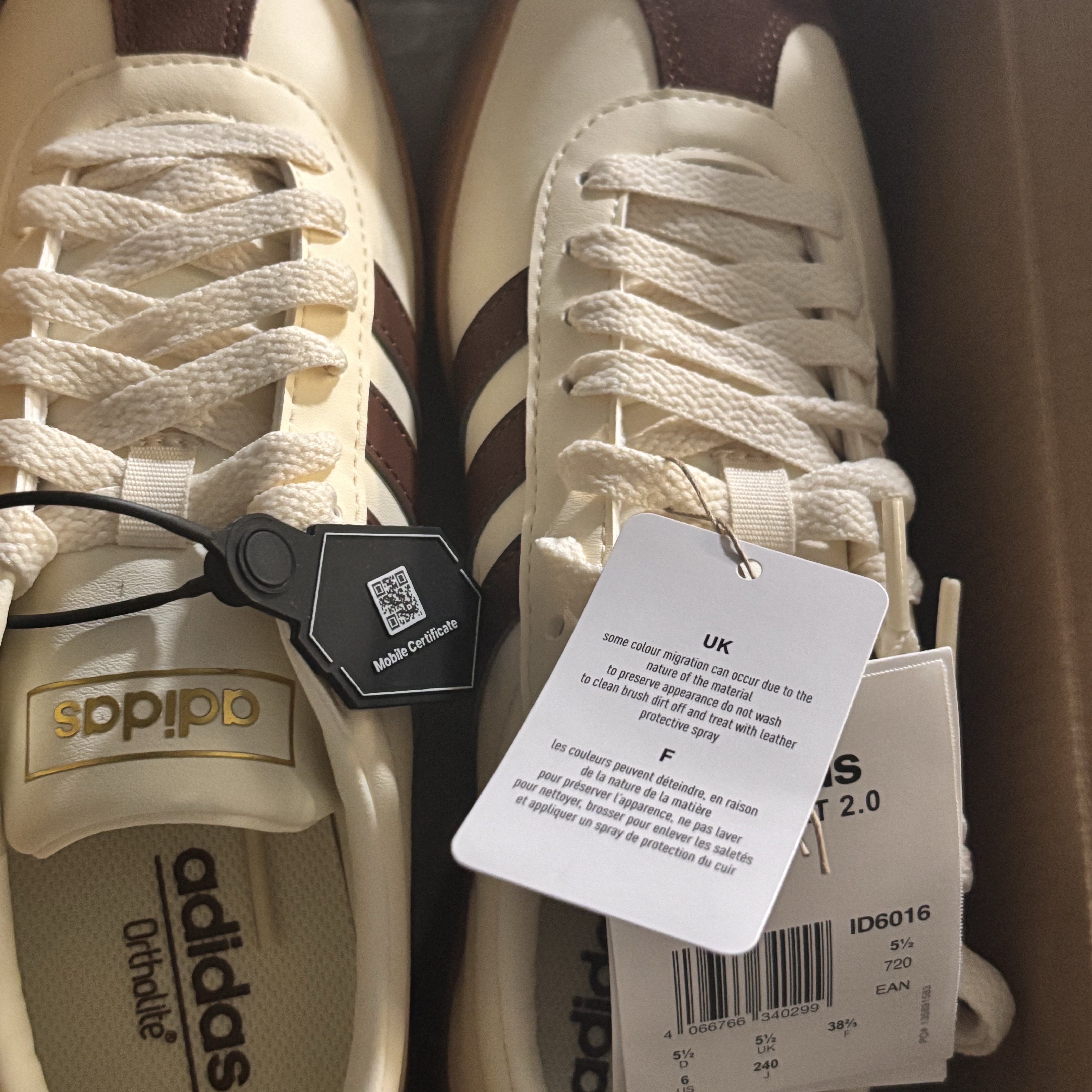 Adidas VL Court 2.0 Cream Brown 착용 스타일 - 2