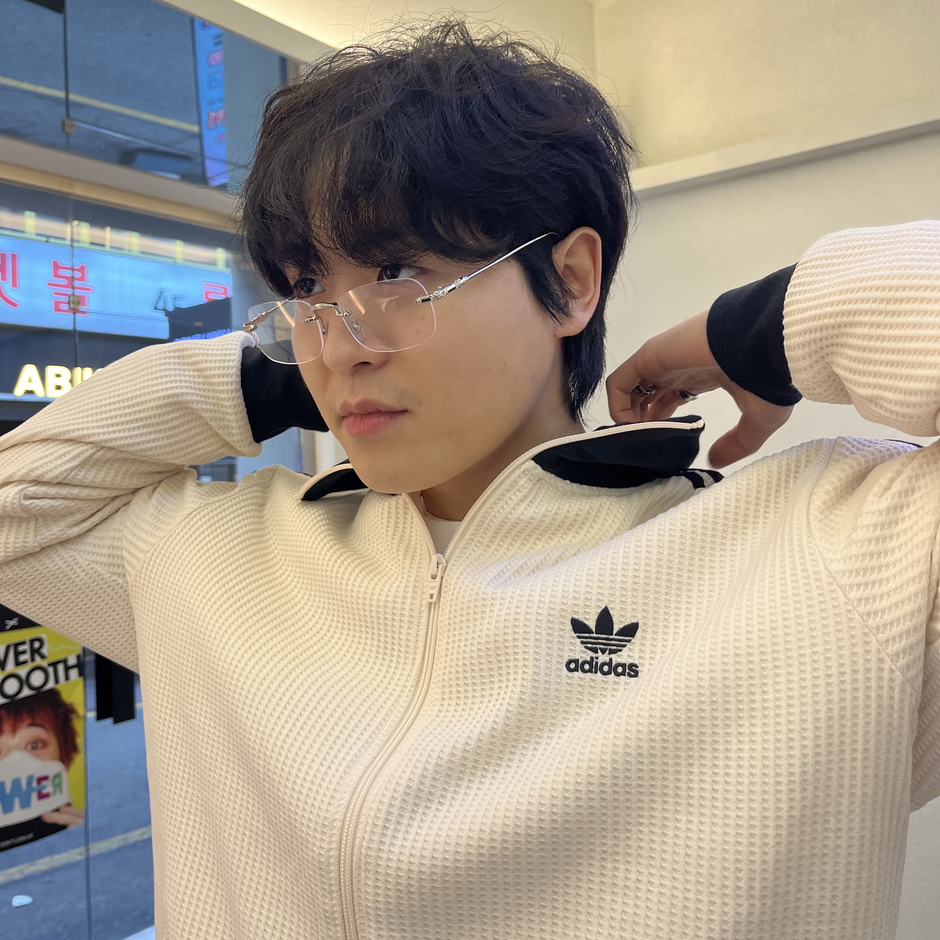 Adidas Waffle Beckenbauer Track Top Wonder White - KR Sizing 착용 스타일 - 4