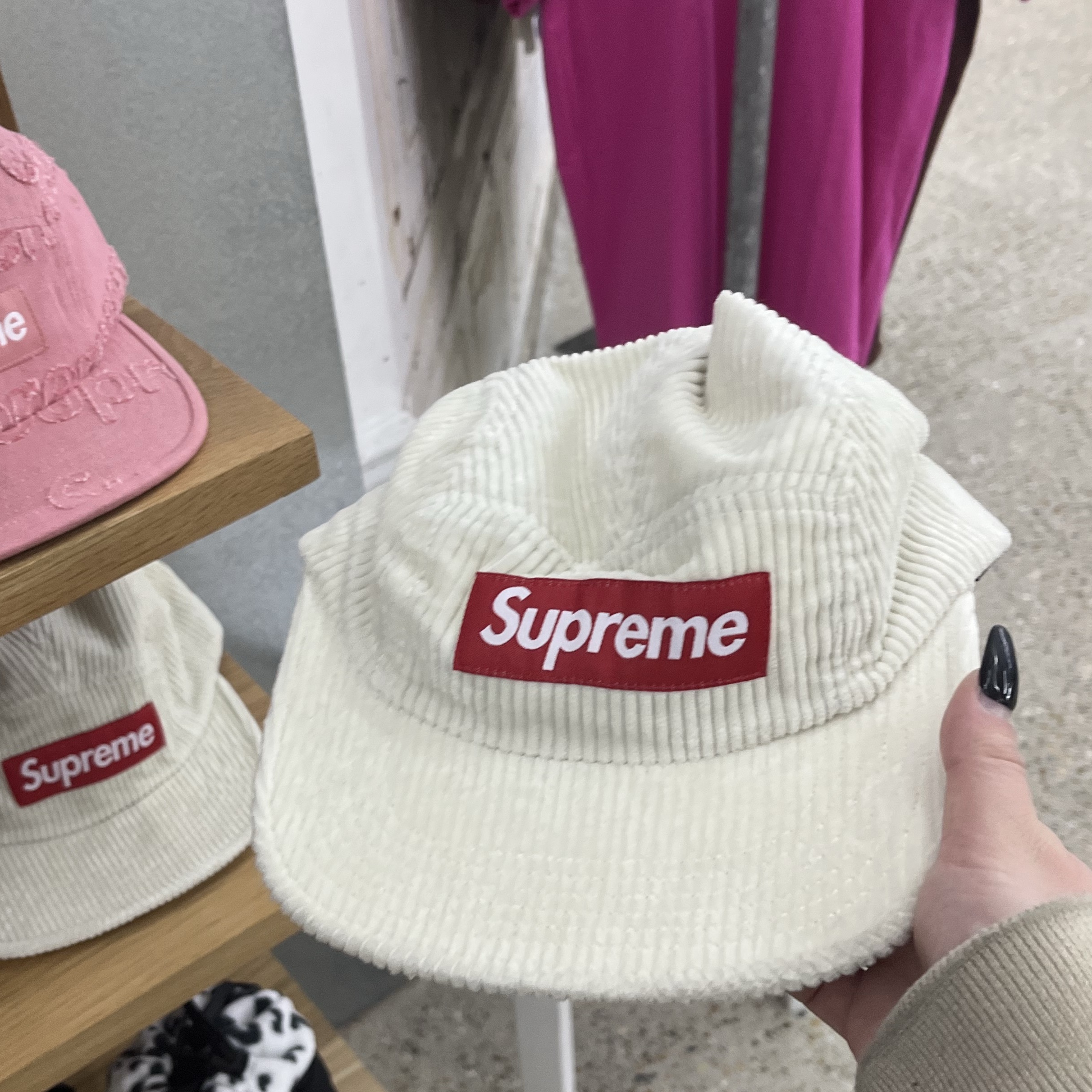 Supreme Corduroy Camp Cap Stone - 24FW 착용 스타일 - 2