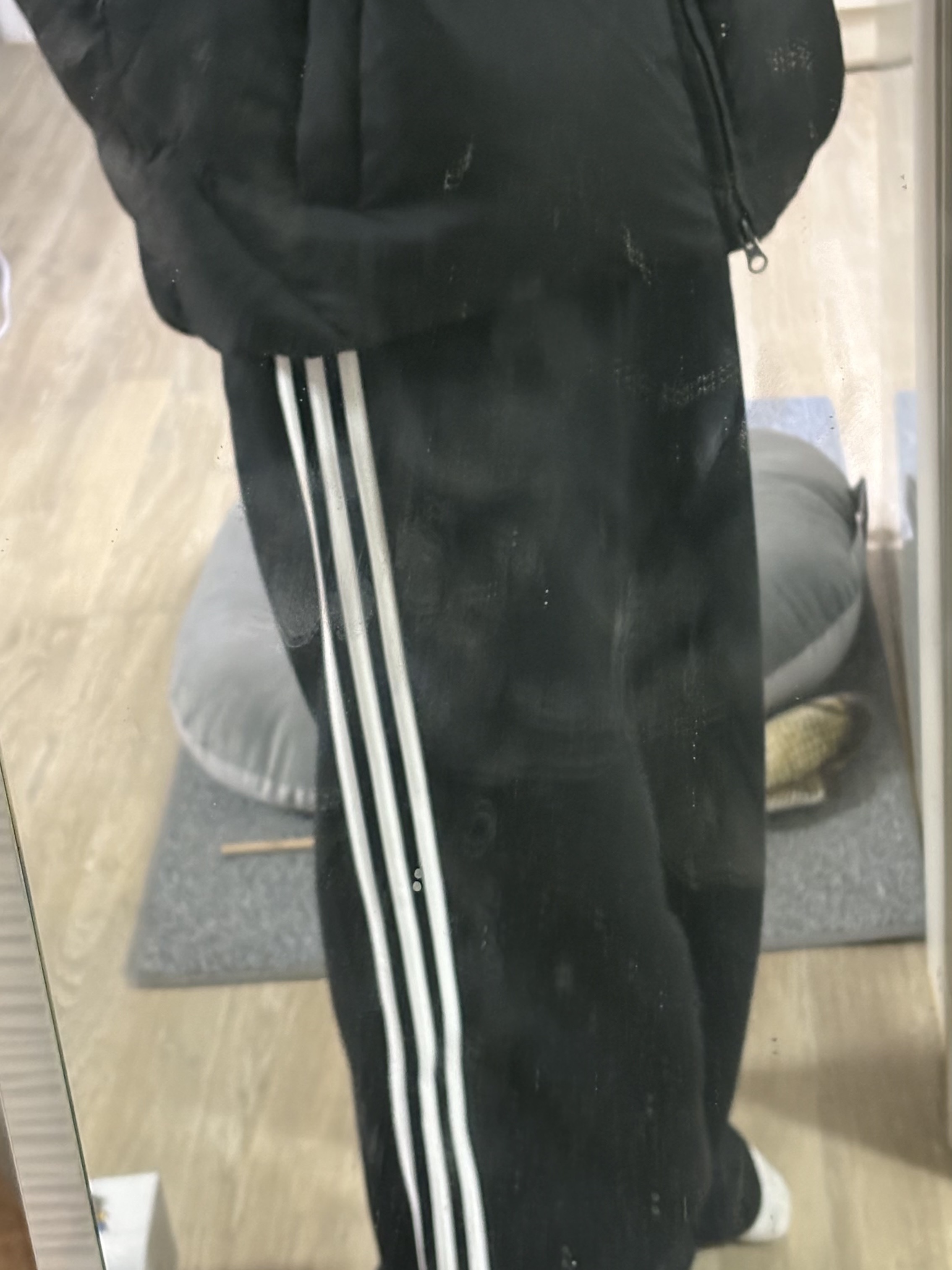 (W) Adidas Essentials 3-Stripes French Terry Wide Pants Black - KR Sizing 착용 스타일 - 1
