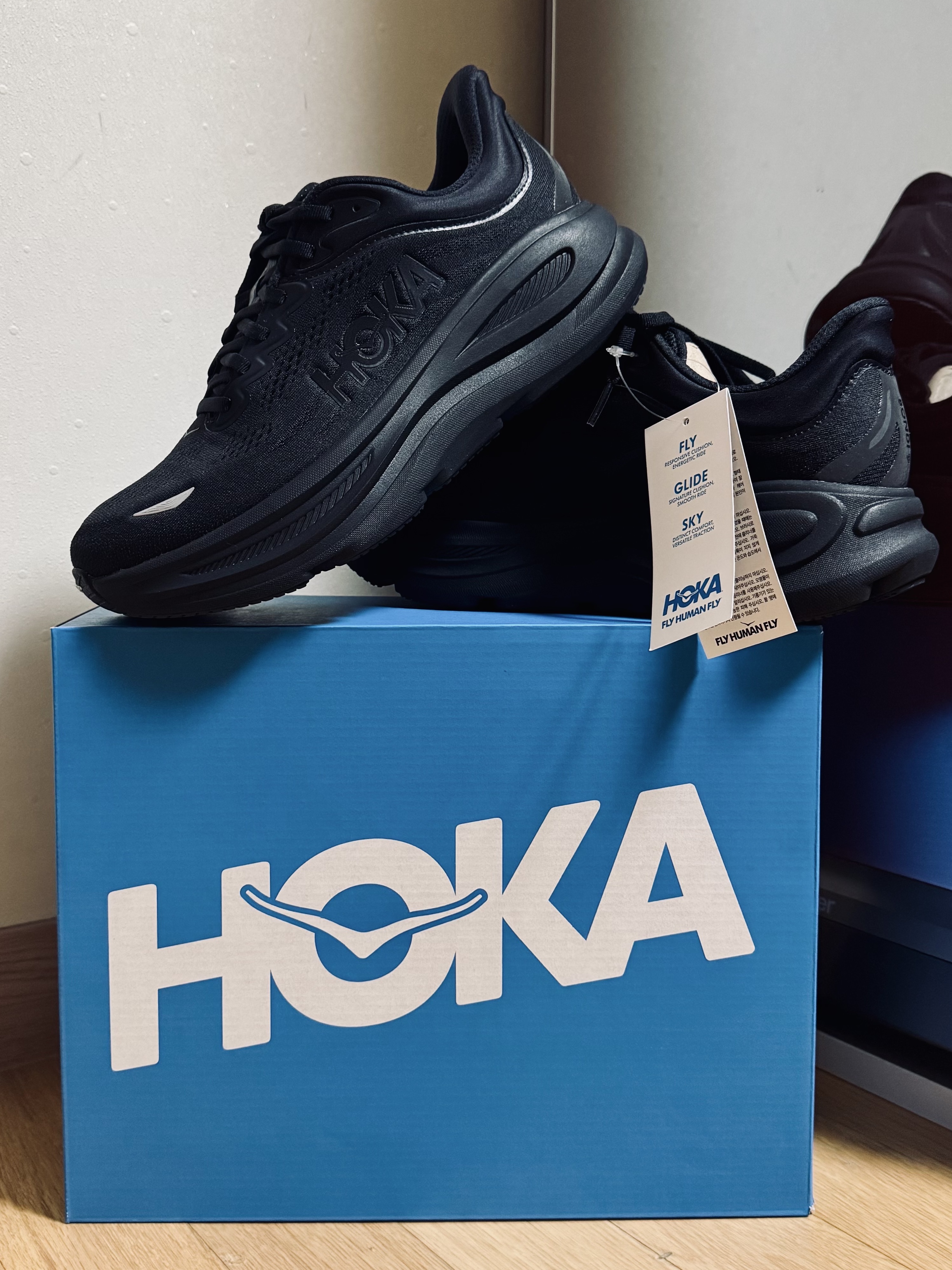 Hoka Bondi 9 Black - Wide, Hoka Bondi 9 Wide Black - 25SS 착용 스타일