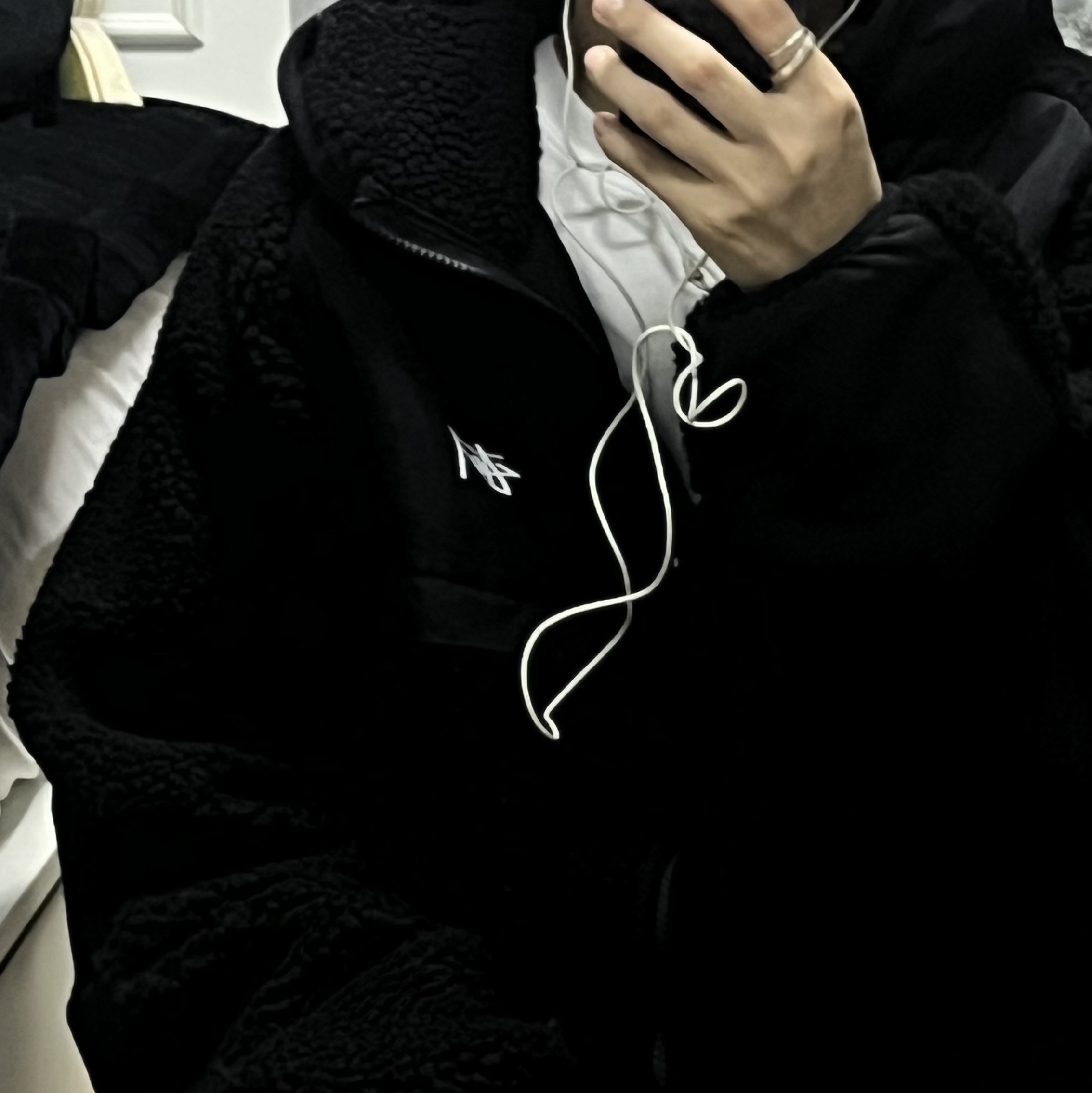 Stussy Sherpa Paneled Hooded Jacket Black 착용 스타일