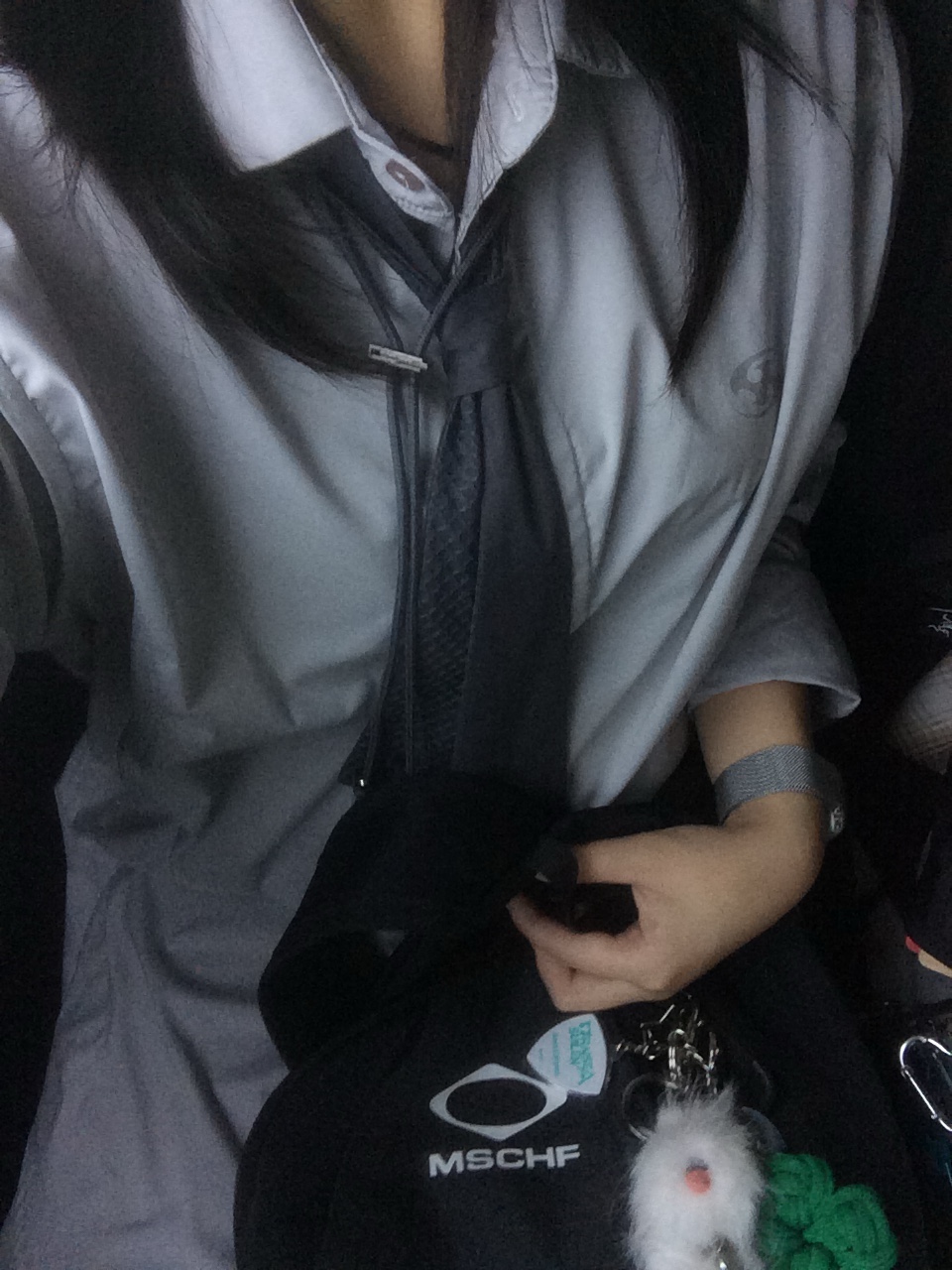 Sansan Gear Tri-Mesh Shirts Grey - 23SS, Mischief Rhombus Backpack Black 착용 스타일