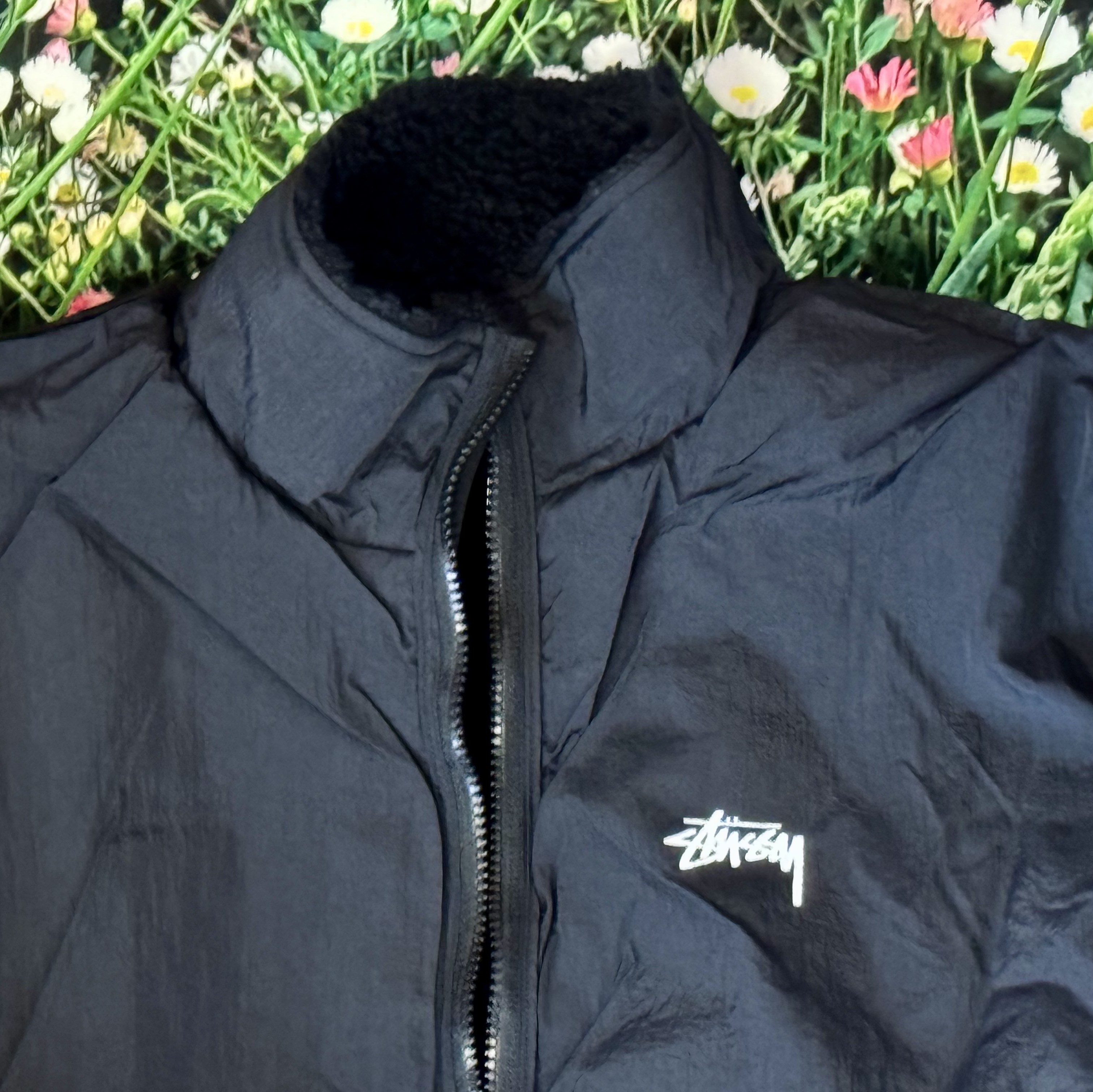 Stussy Sherpa Reversible Jacket Black, Stussy Sherpa Reversible Jacket Beige 착용 스타일 - 3
