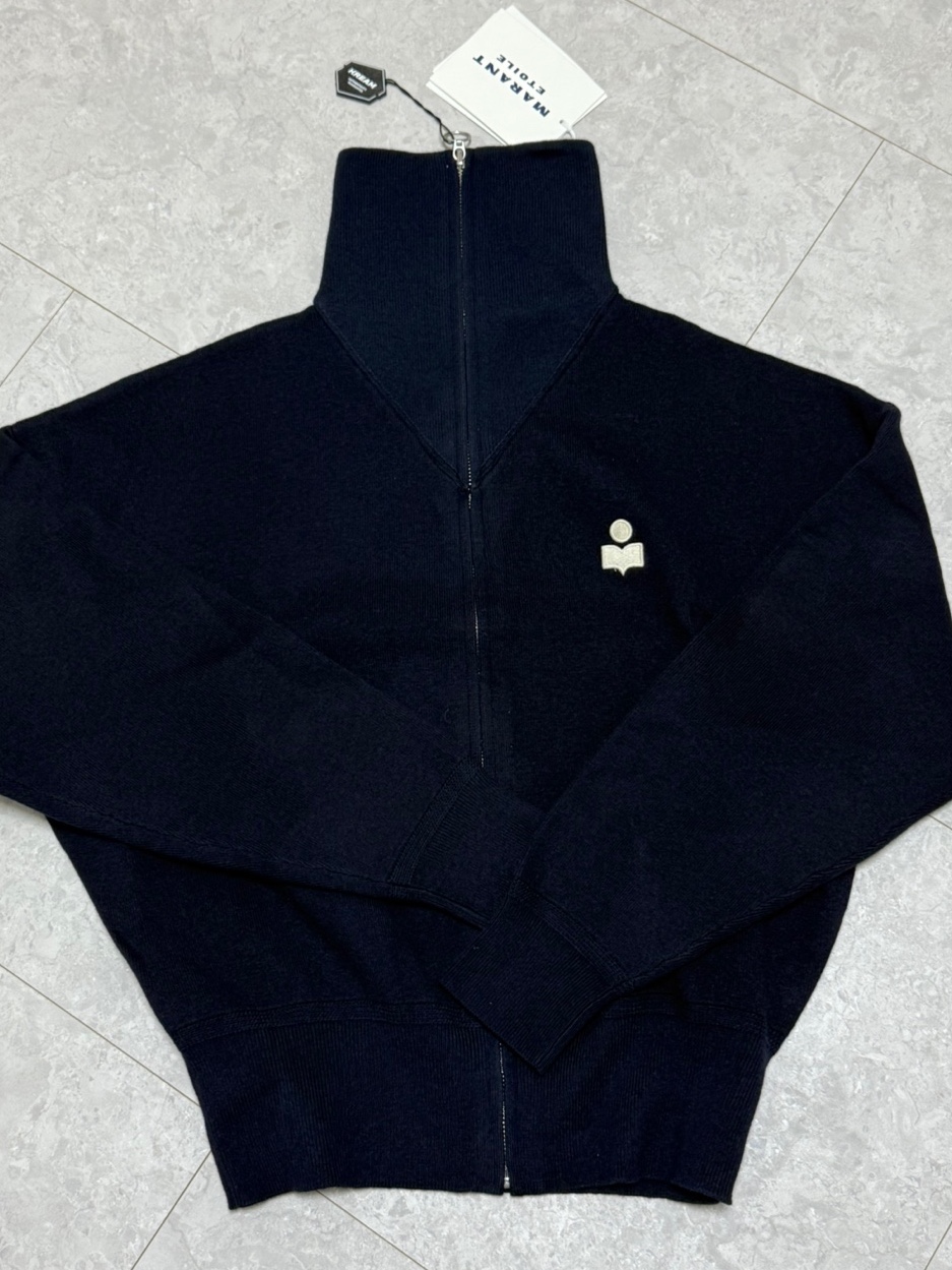 (W) Isabel Marant Axelle Zip-Up Cardigan Midnight - 24FW 착용 스타일