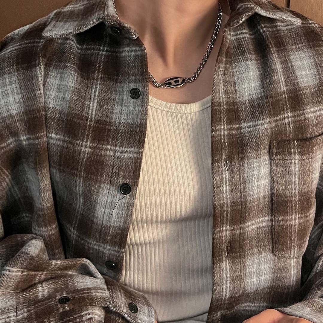 Diesel Dx1470 Stainless Steel Necklace Silver 착용 스타일 - 2