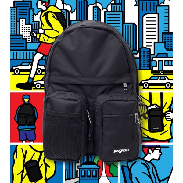 Jansport × Beams Backpack Black 착용 스타일 - 1