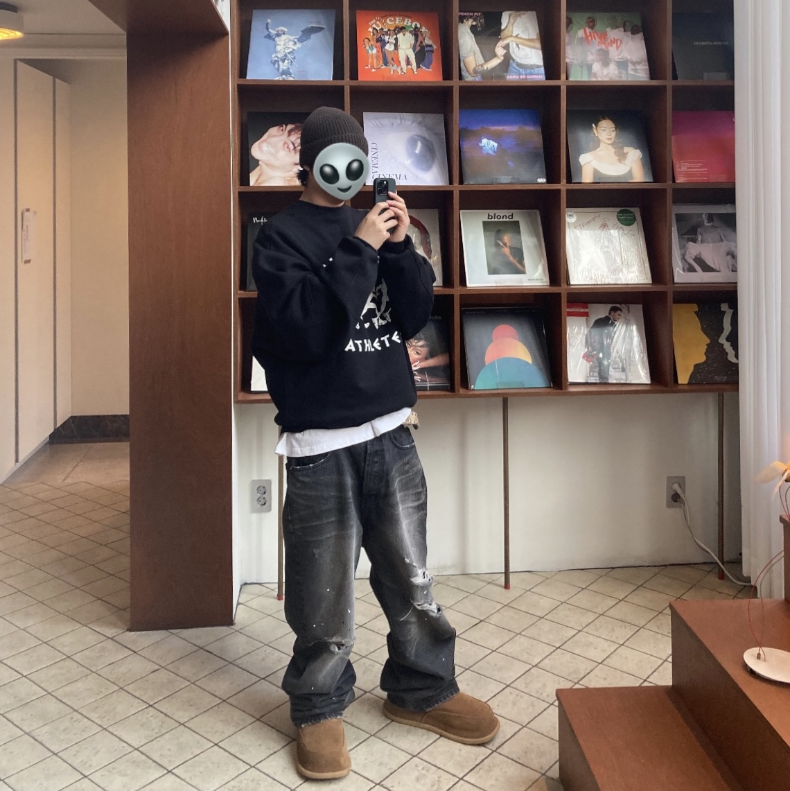 Kinchi x Non Parking N Road Boots Brown, Nonnod Sulfur Dye Serge Bomber Jacket Vintage Navy Black 착용 스타일 - 1