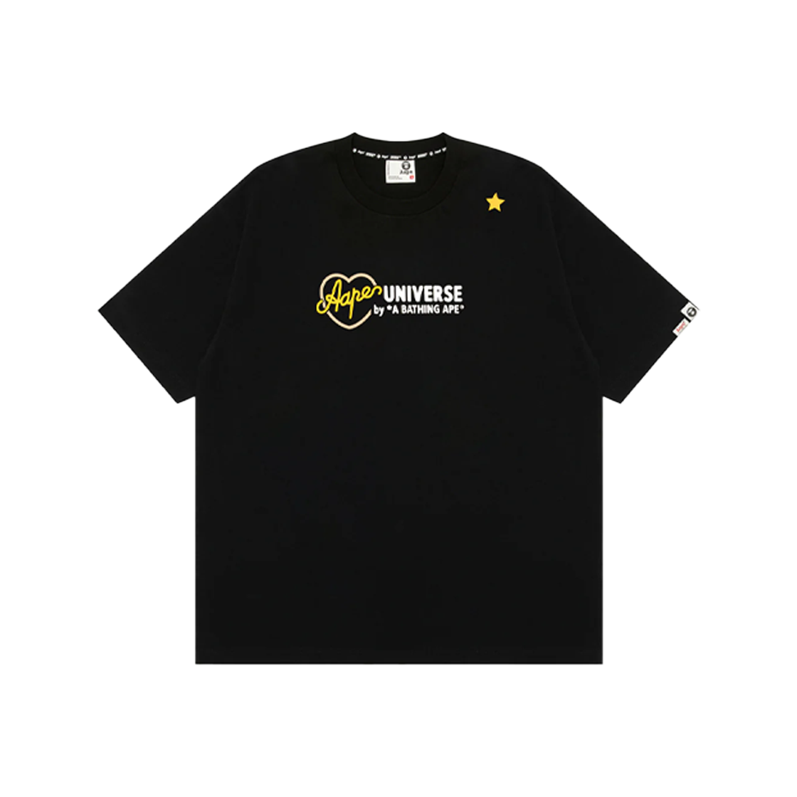 KM5BTSSAP28BK AAPE Universe Logo Short Sleeve Tee Black - 25SS