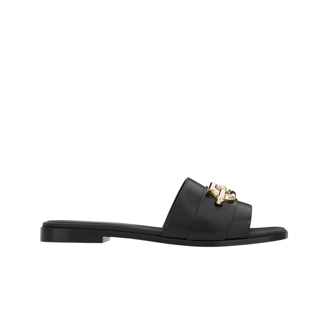 (W) 페라가모 프리실라 간치니 오너먼트 플랫 샌들 블랙 - C((W) Ferragamo Priscilla Flat Sandal with Gancini Ornament Black - C)
