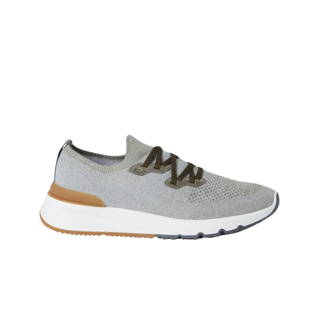 브루넬로 쿠치넬리 코튼 신 니트 러너 그레이 그린(Brunello Cucinelli Cotton Chine Knit Runners Grey Green) - 1