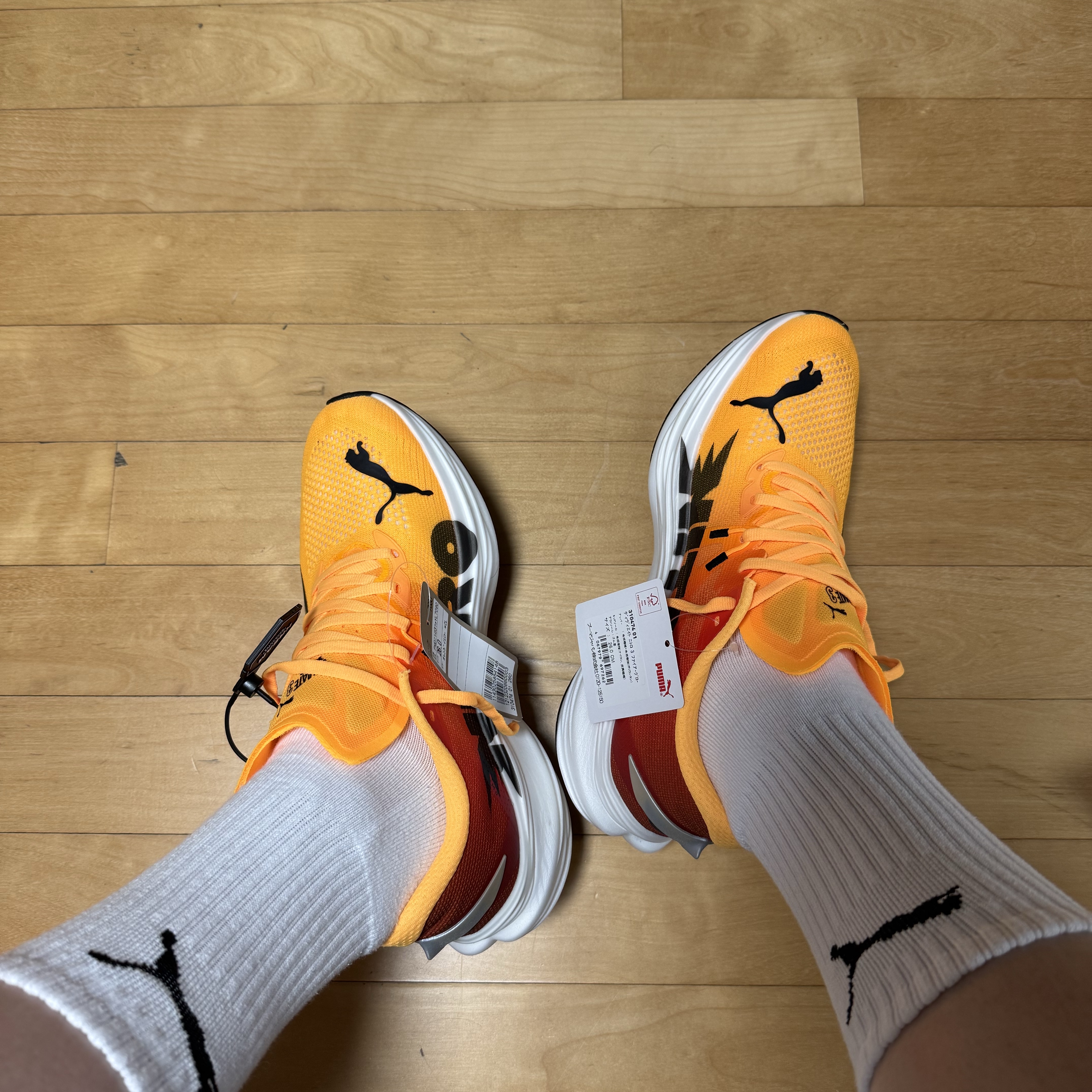 Puma Deviate Nitro 3 Fade Sun Stream Sunset Glow 착용 스타일 - 2