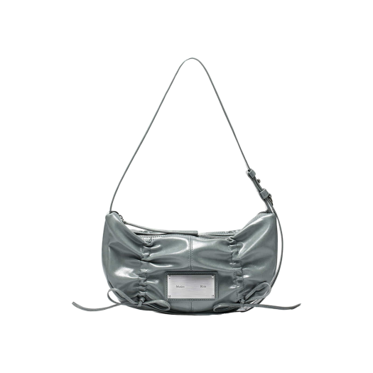 Matin Kim Half Shirring Ribbon Round Bag in Smoke Blue