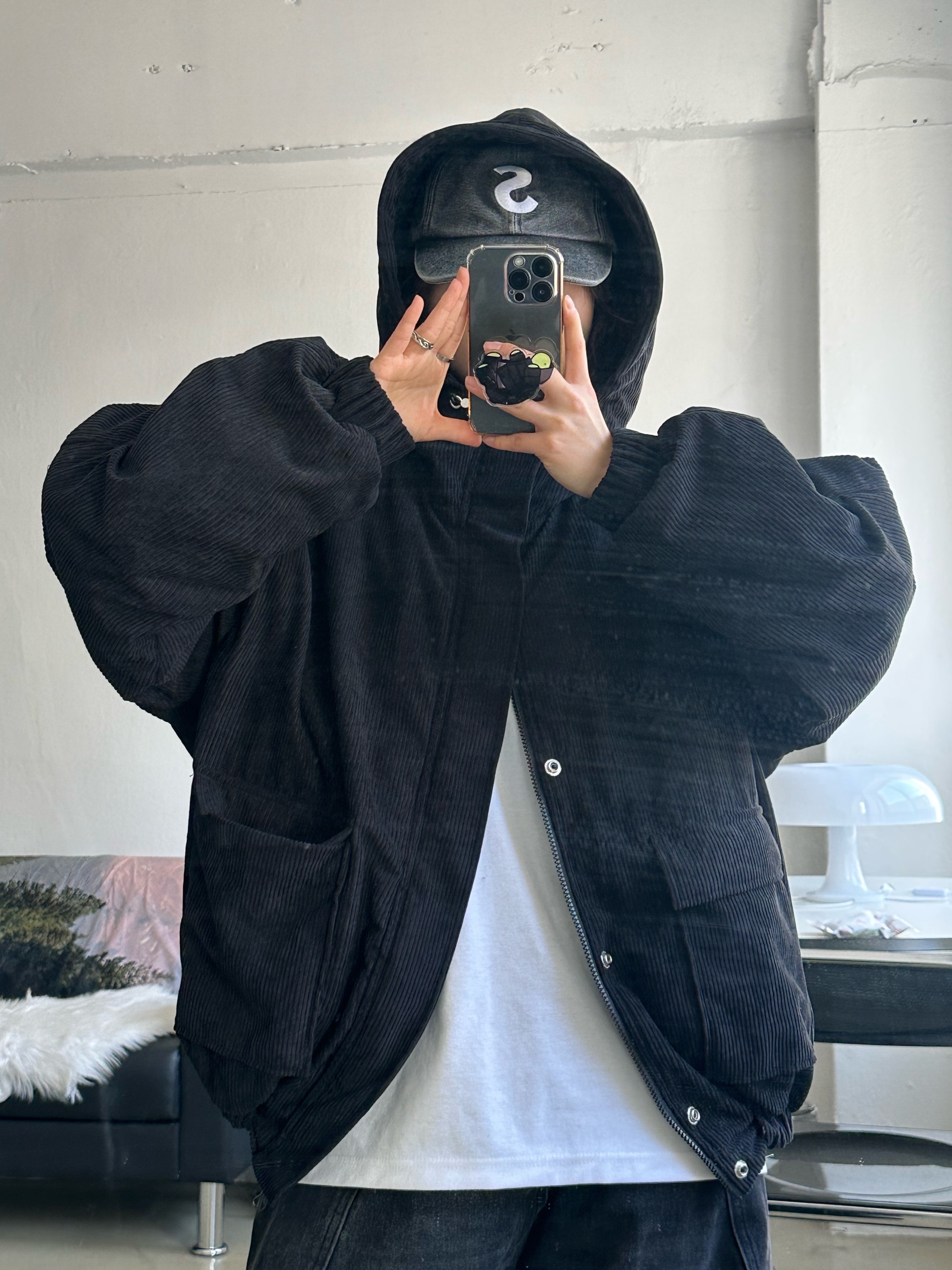 Supreme Pigment Canvas S Logo 6-Panel Black - 23SS 착용 스타일 - 2