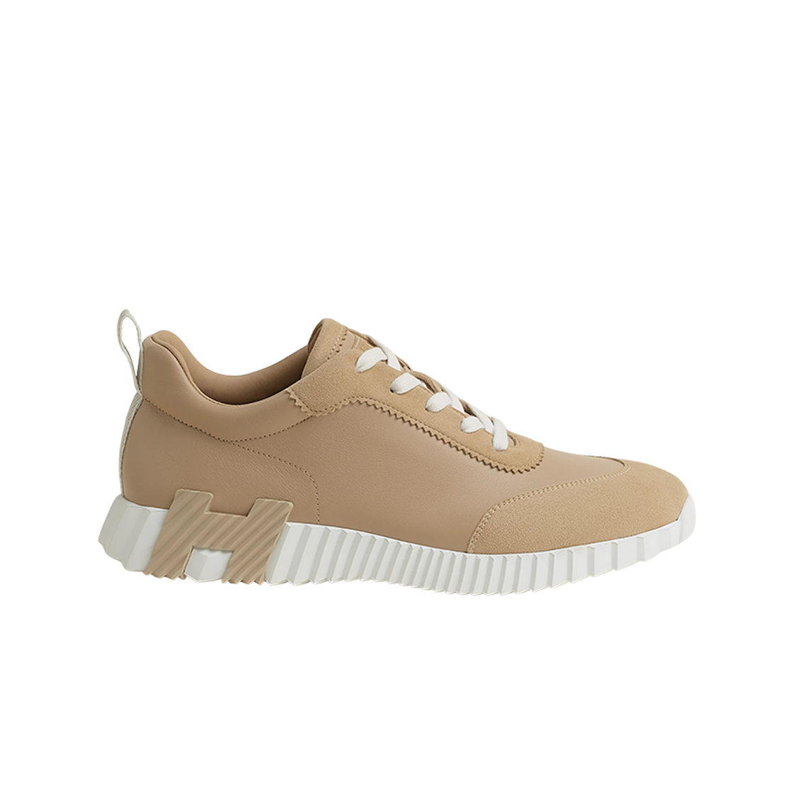 H221898ZH5K Hermes Bouncing Sneakers Calfskin Suede Goatskin & Beige Lin