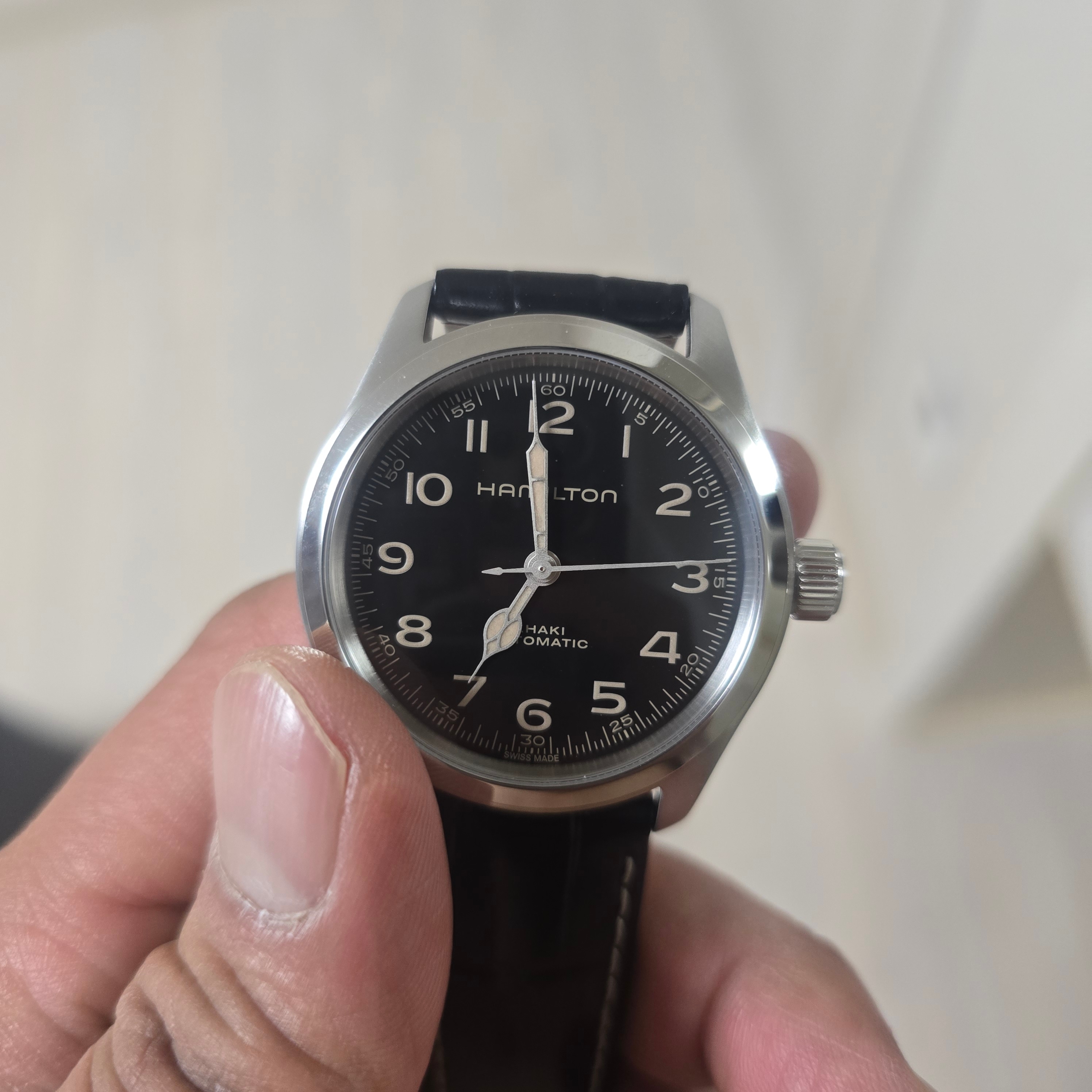 Hamilton Khaki Field Murph 38mm Automatic Stainless Steel Leather Black 착용 스타일