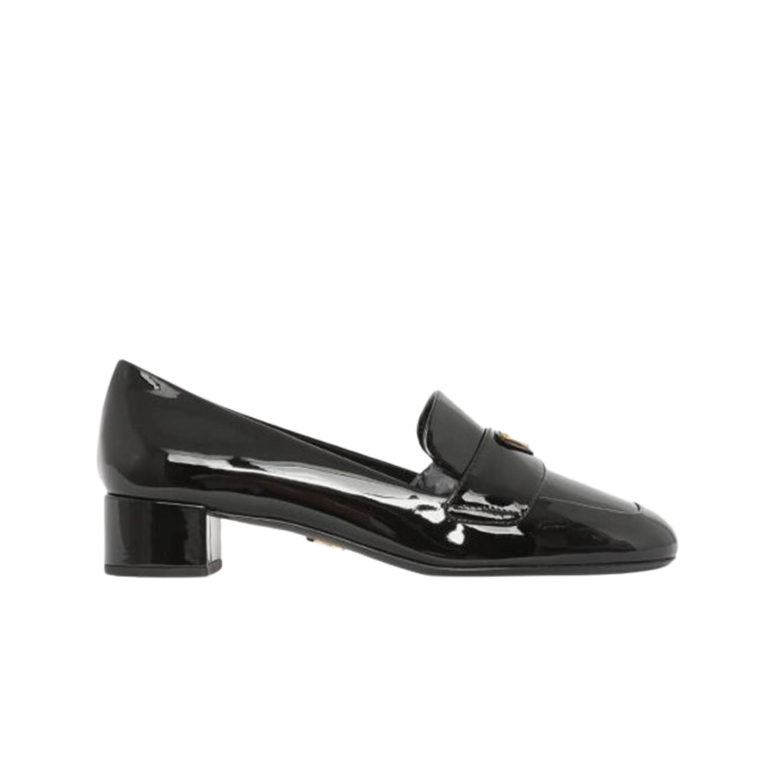 1D455N-069-F0002 (W) Prada Triangle Logo Patent Leather Loafers Black