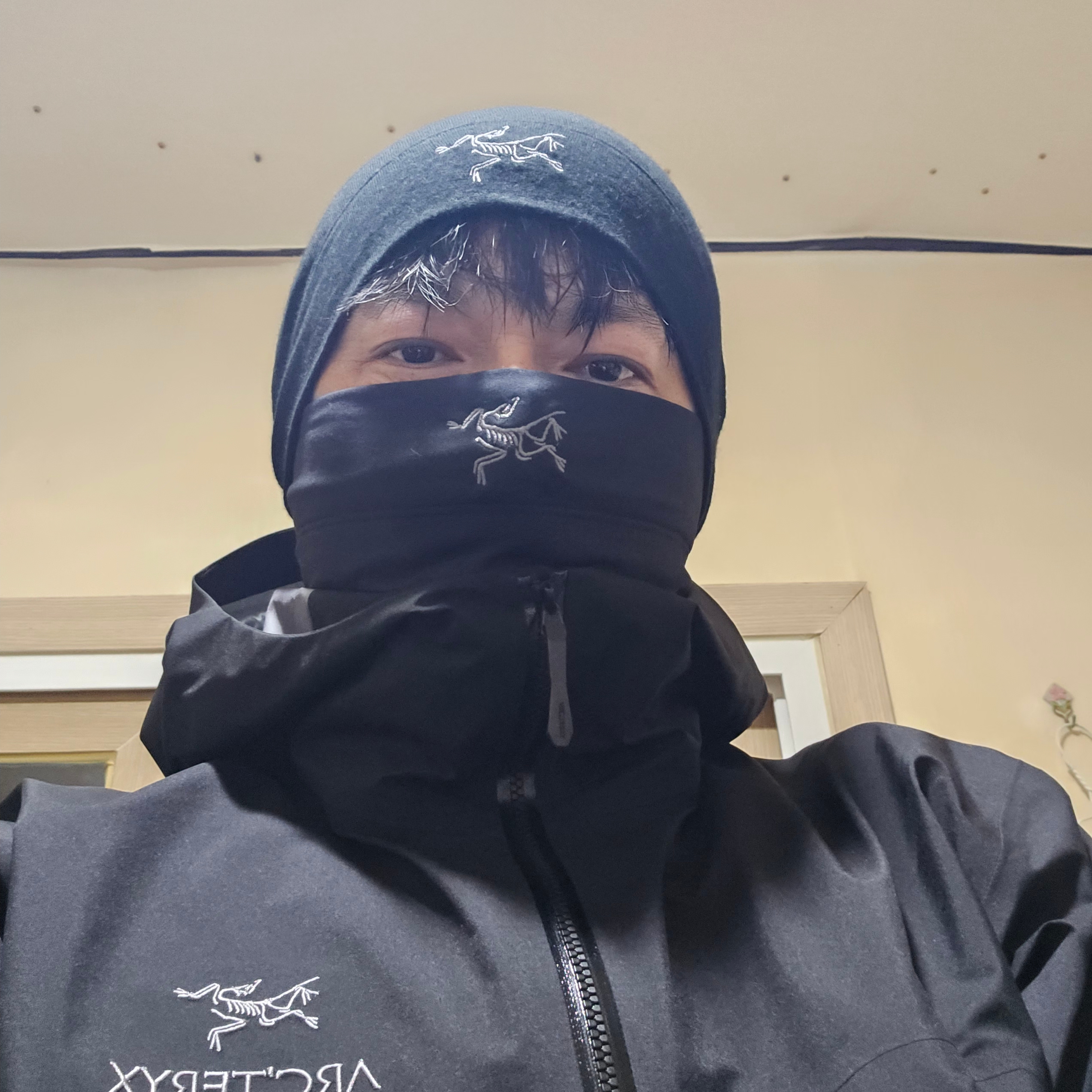 Arc'teryx Rho Neck Gaiter Long Black 착용 스타일 - 2