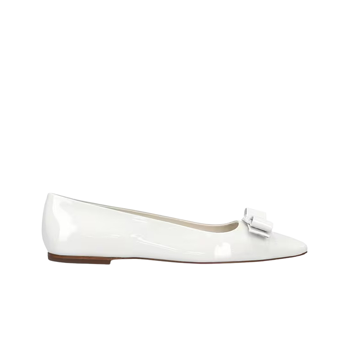 (W) 페라가모 바라 보우 발레 플랫 비앙코 오티코 - C((W) Ferragamo Vara Bow Ballet Flat Bianco Ottico - C)