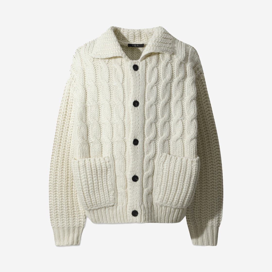 IRWCW24055IVX Iro Kekorospe Wool Blend Low-Gauge Cable Knit Cardigan Black