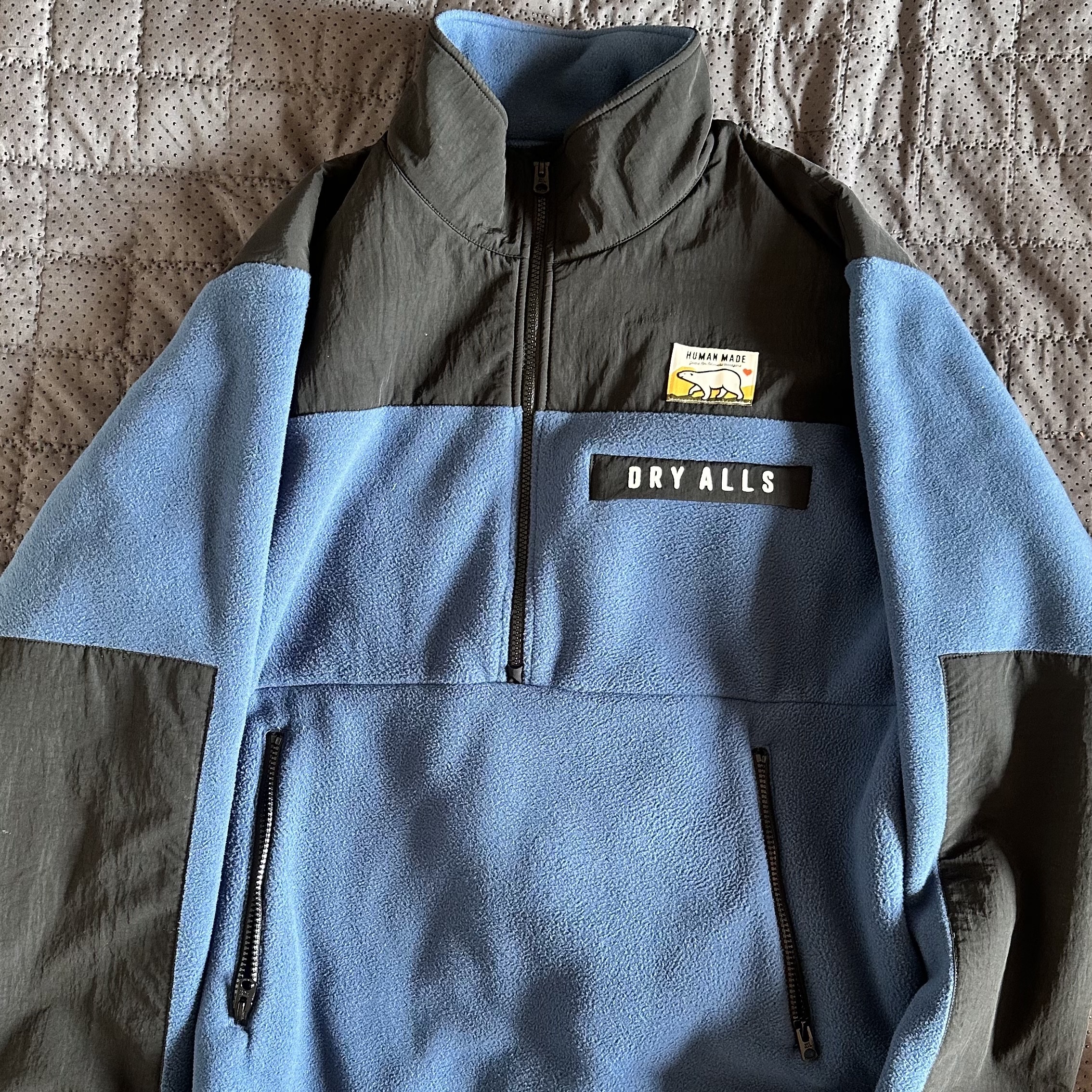 Human Made Fleece Half-Zip Jacket Navy 착용 스타일