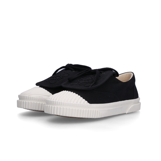 (W) Loewe Anagram Flap Sneaker in Canvas Black