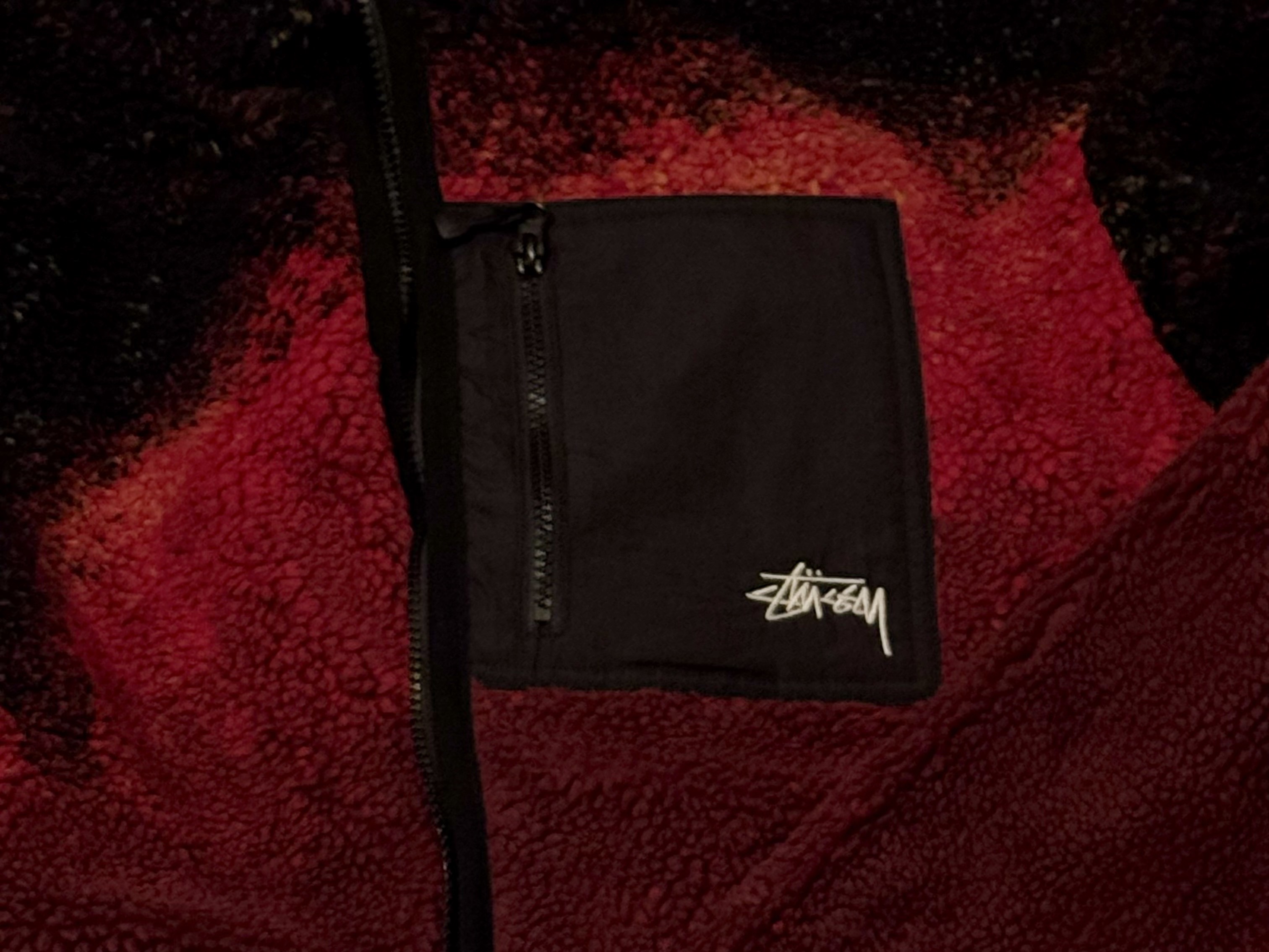 Stussy Sherpa Reversible Jacket Lava, Stussy Sherpa Reversible Jacket Black 착용 스타일 - 3