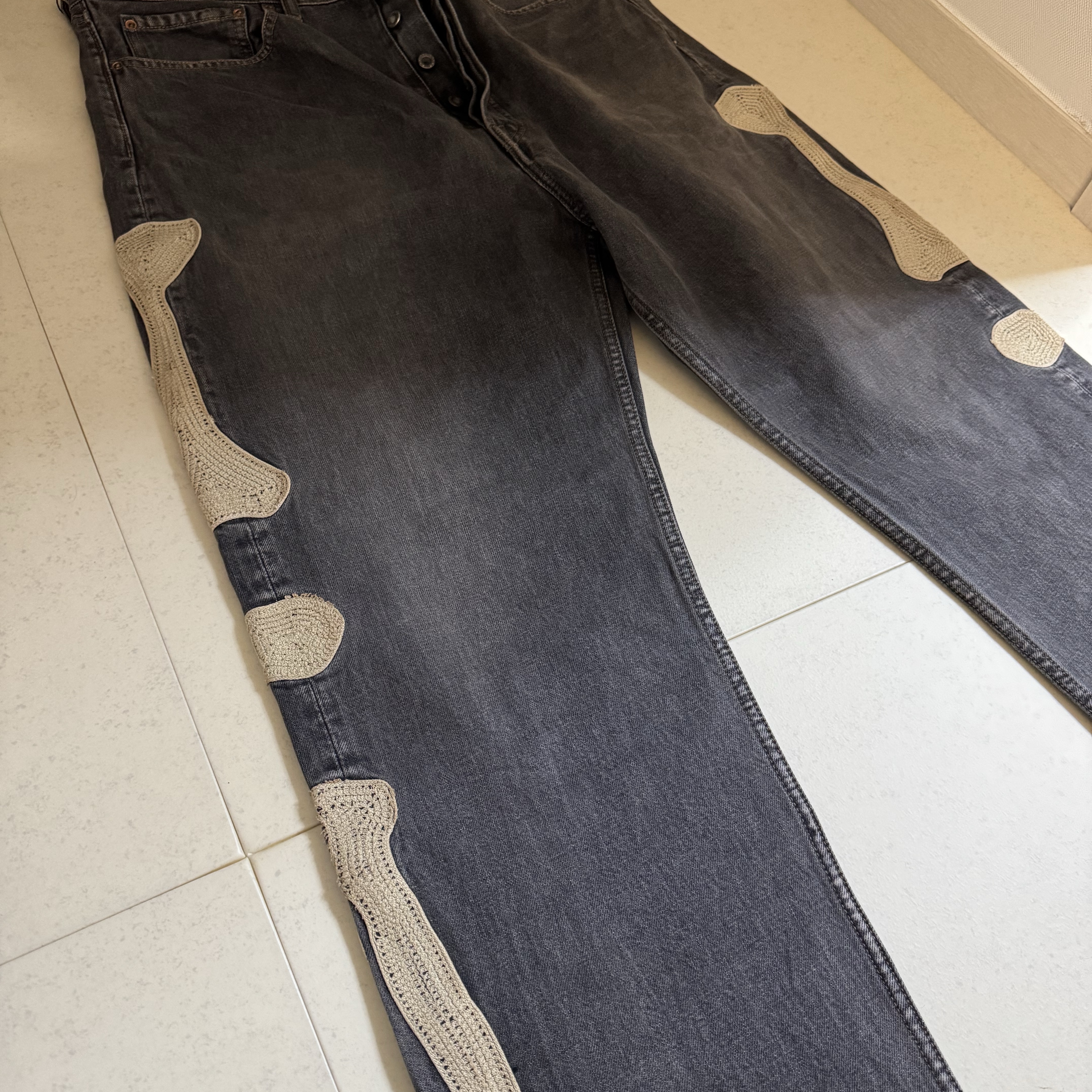 Kapital 14 oz. Denim Mexican Tuxedo 5P Okagilly Pants Black 착용 스타일 - 2