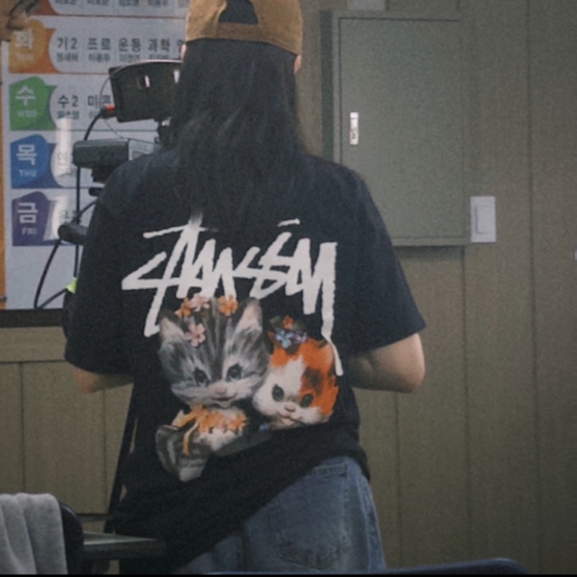 Stussy Kittens T-Shirt Black, Carhartt Canvas Cap Carhartt Brown 착용 스타일 - 1