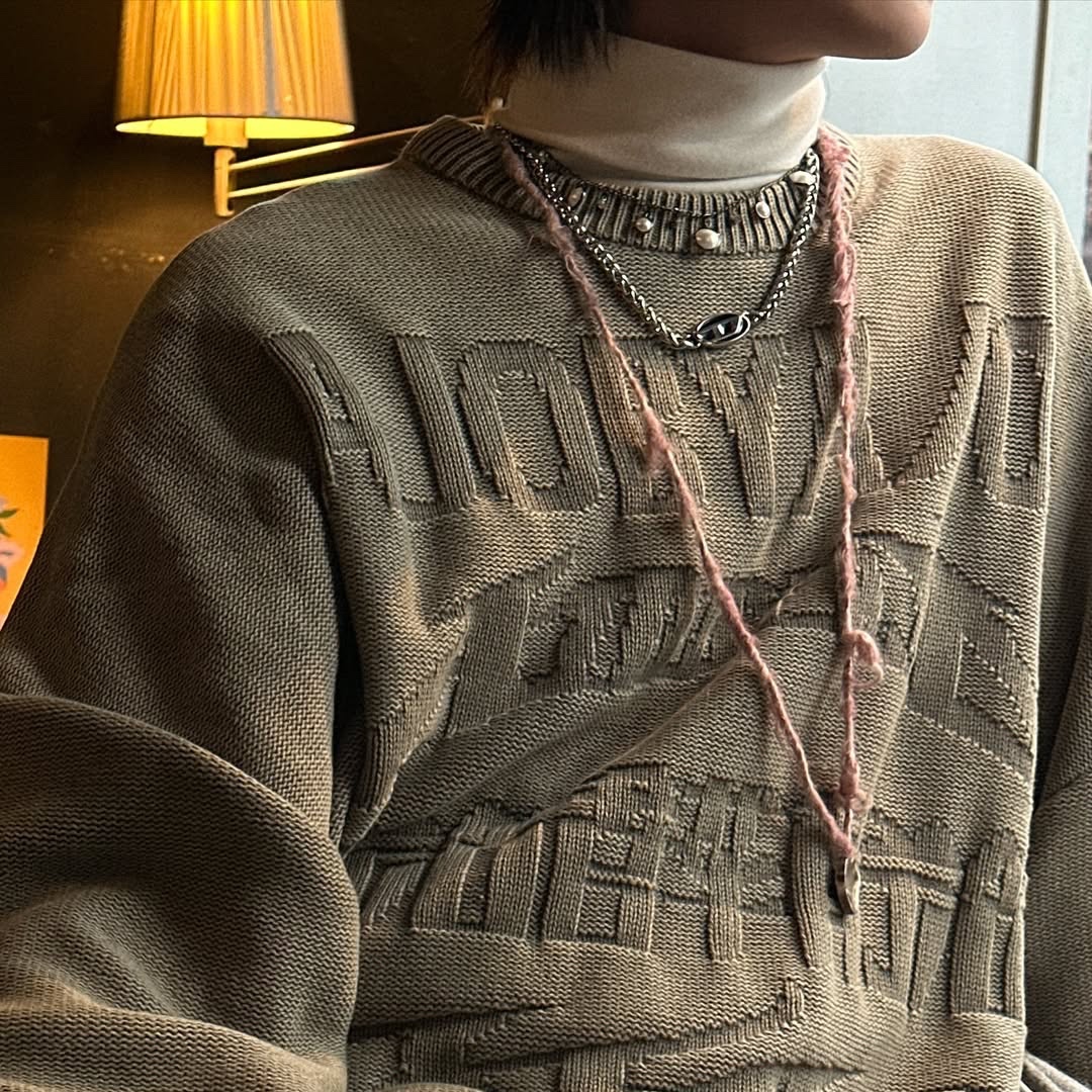 Diesel Dx1470 Stainless Steel Necklace Silver 착용 스타일 - 3