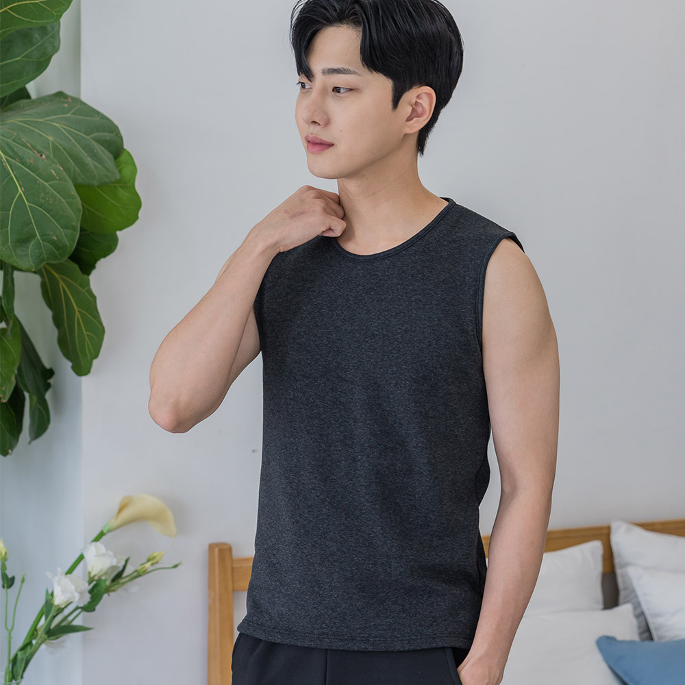[3% 적립] 에이원 융 양모 머슬 민소매 다크그레이([3% 적립] Aone Wool Fleece Muscle Tank Dark Gray) - 2