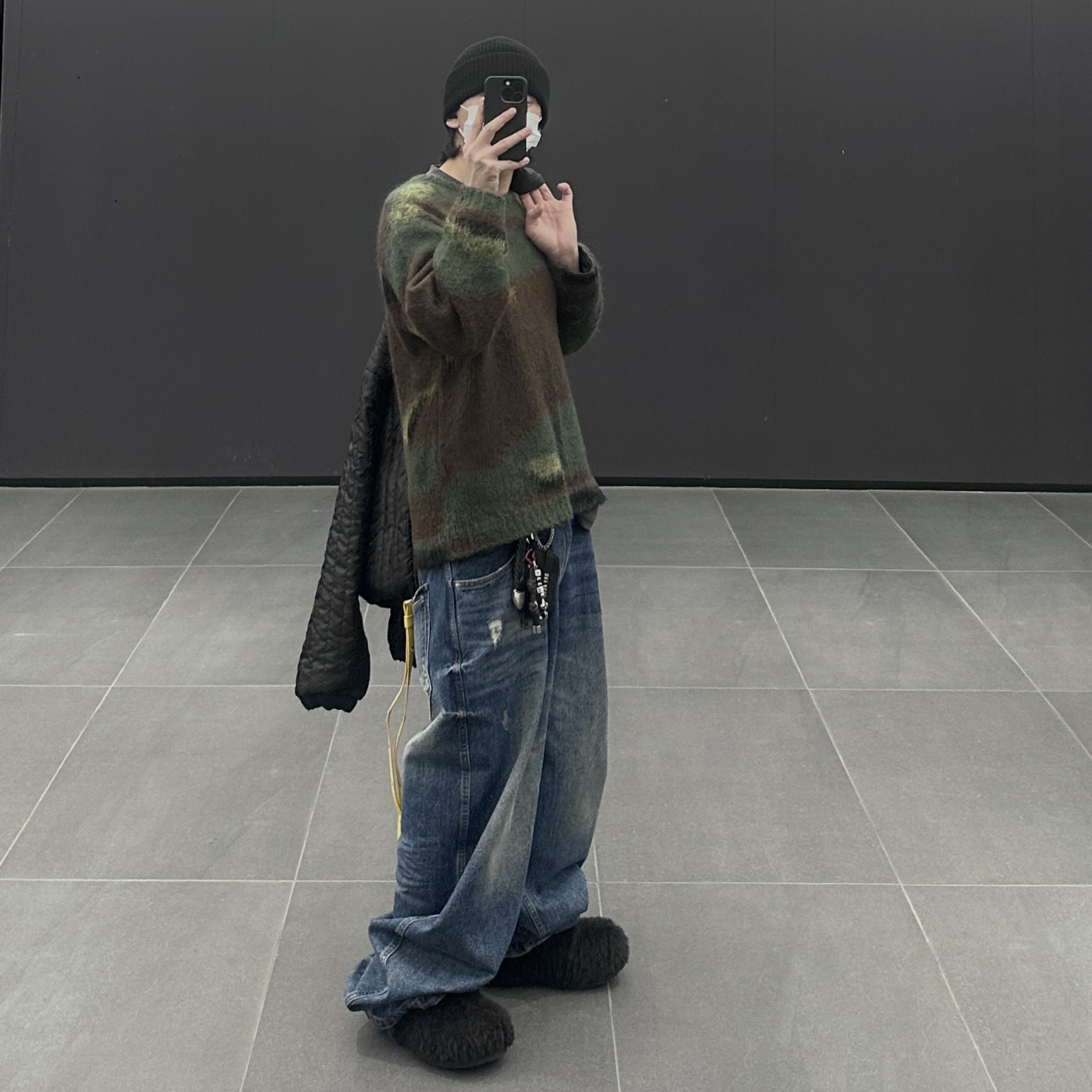 Supreme x Comme des Garcons Junya Watanabe Man Brushed Camo Sweater Olive - 21FW 착용 스타일