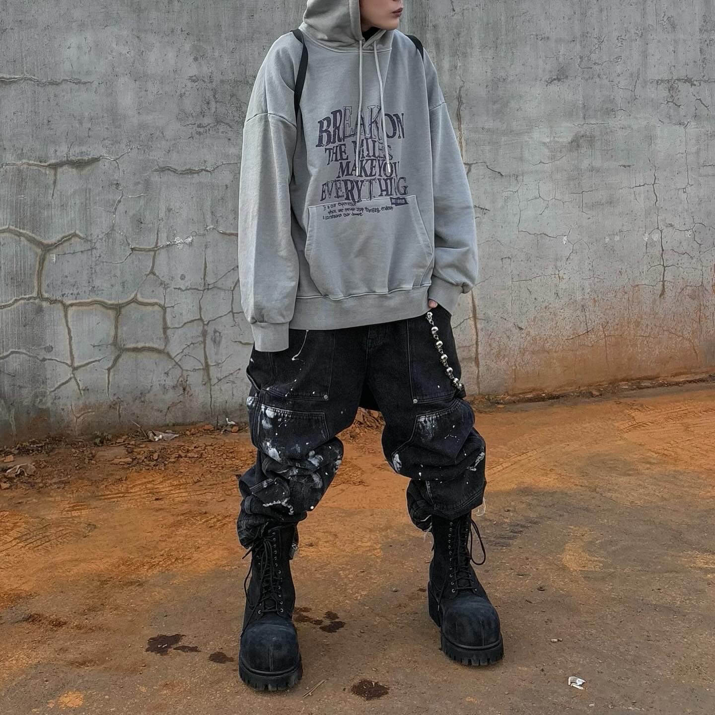 Wapworks Work Double Knee Carpenter Pants, Balenciaga Stomper Bootie Black 착용 스타일 - 2