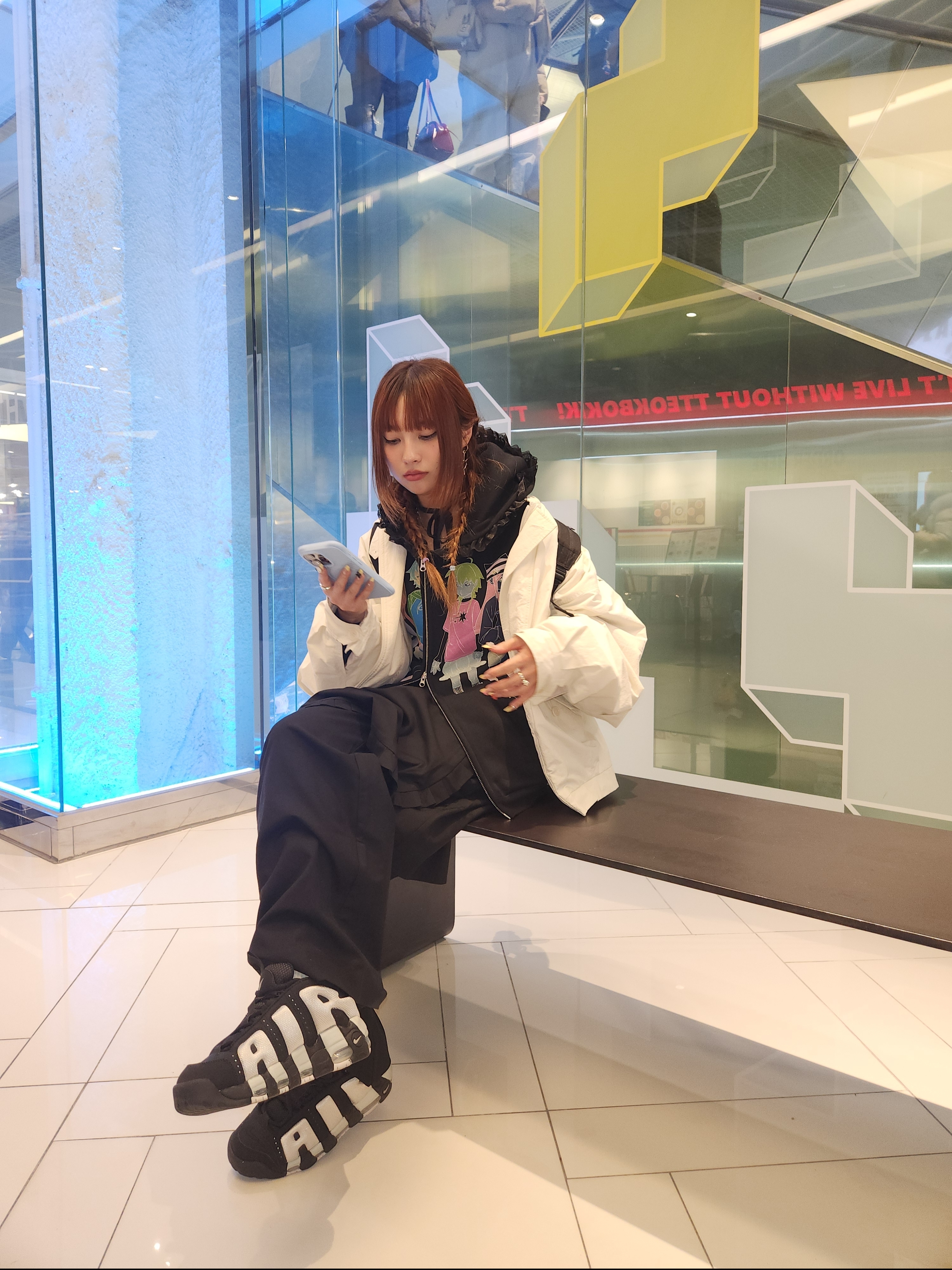 Nike Air More Uptempo 96 White Midnight Navy 착용 스타일
