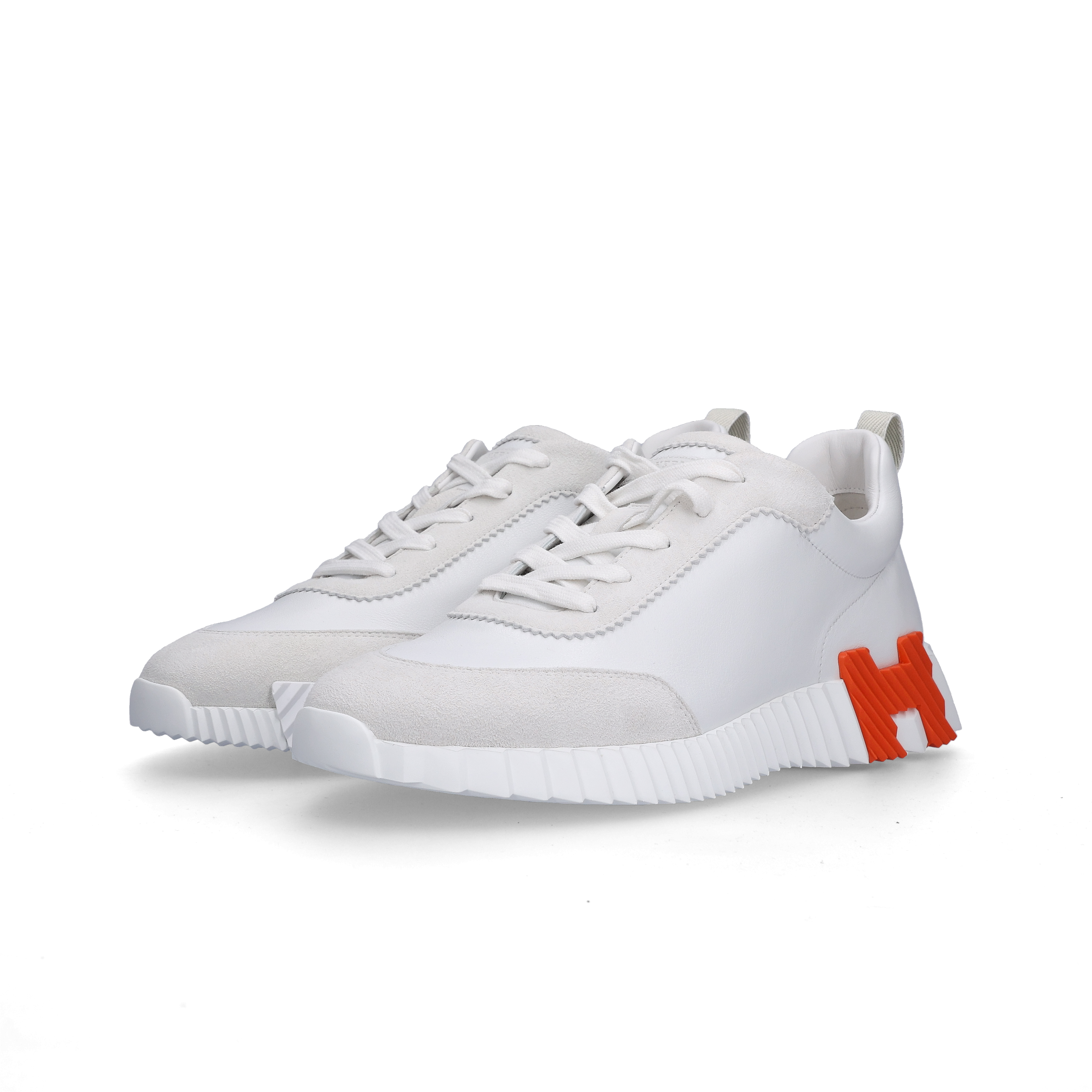 Hermes Bouncing Sneakers Calfskin Suede Goatskin & Blanc
