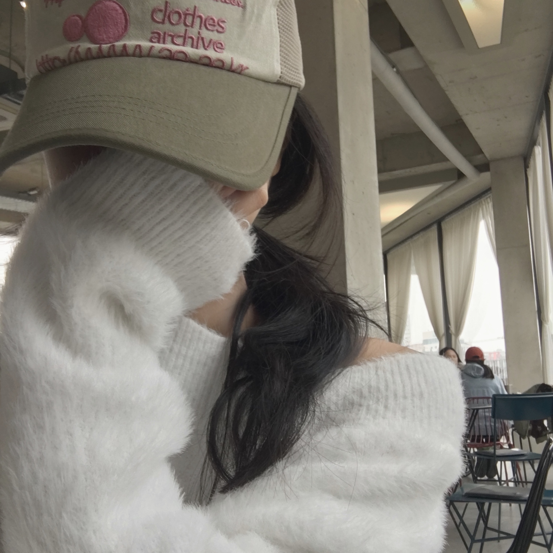 Aeae Web Logo Mesh Cap Olive Beige 착용 스타일