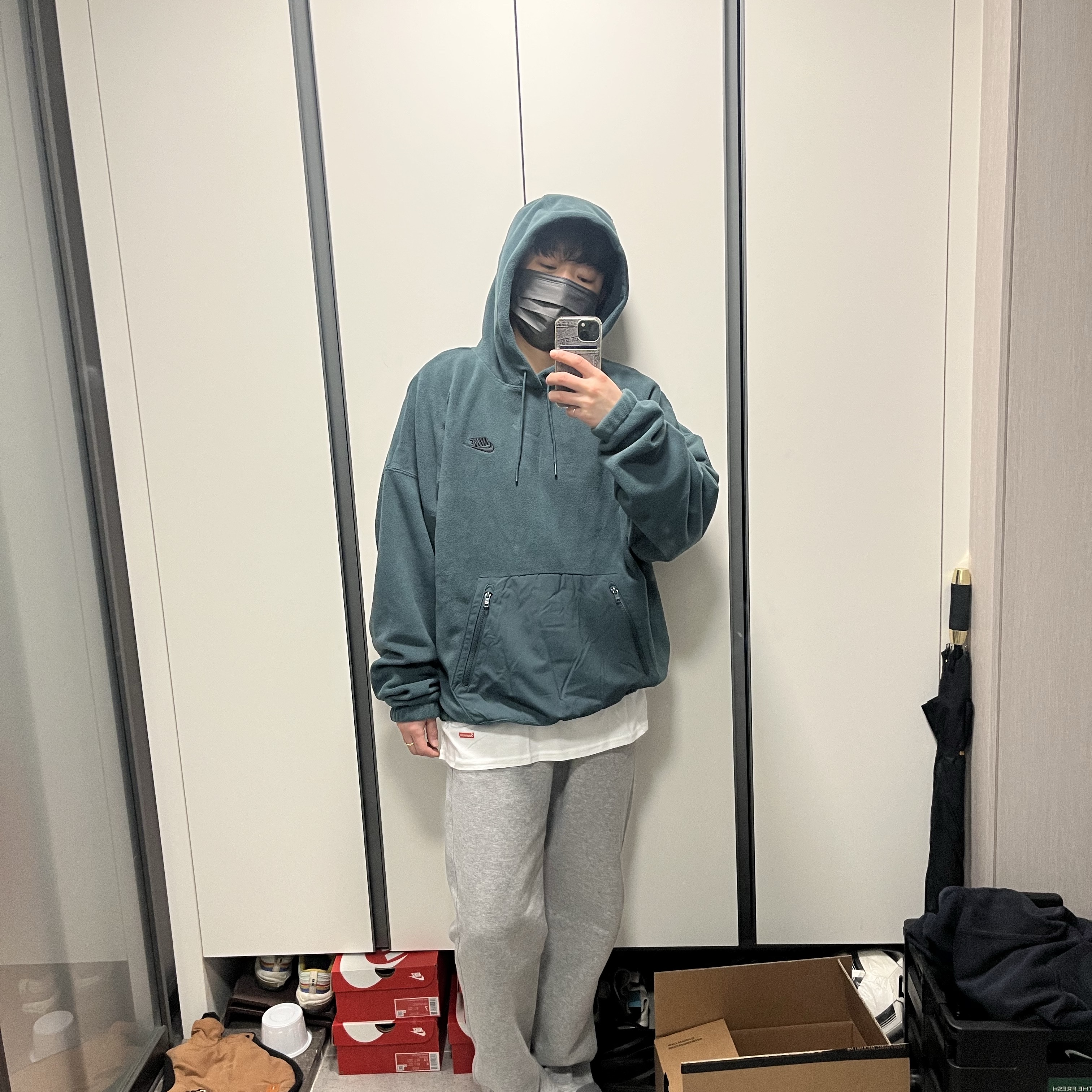 Nike Club Fleece Polar Pullover Hoodie Deep Jungle Black - Asia 착용 스타일 - 1