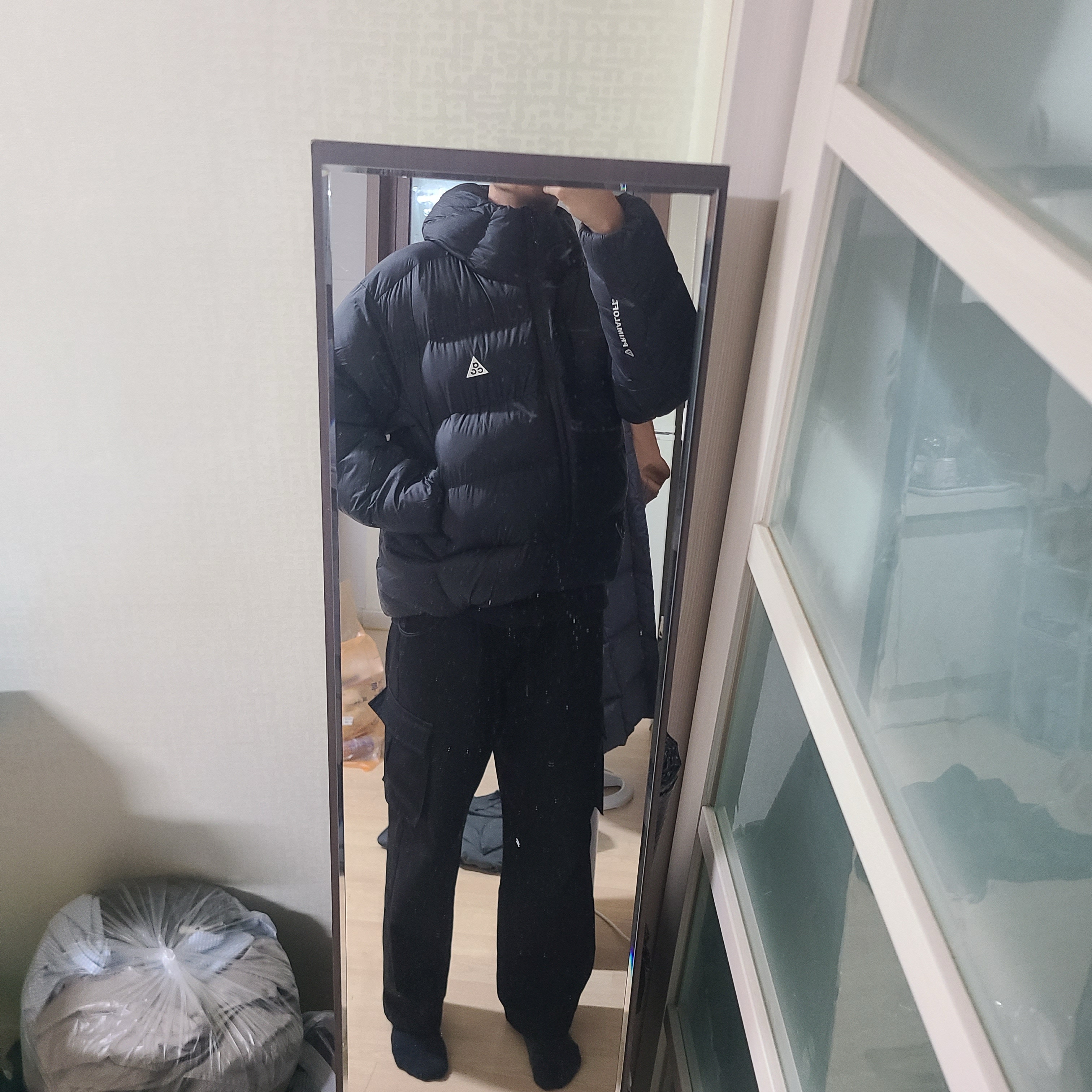 Nike ACG Therma-Fit ADV Lunar Lake Loose Hooded Jacket Black Summit White - Asia 착용 스타일