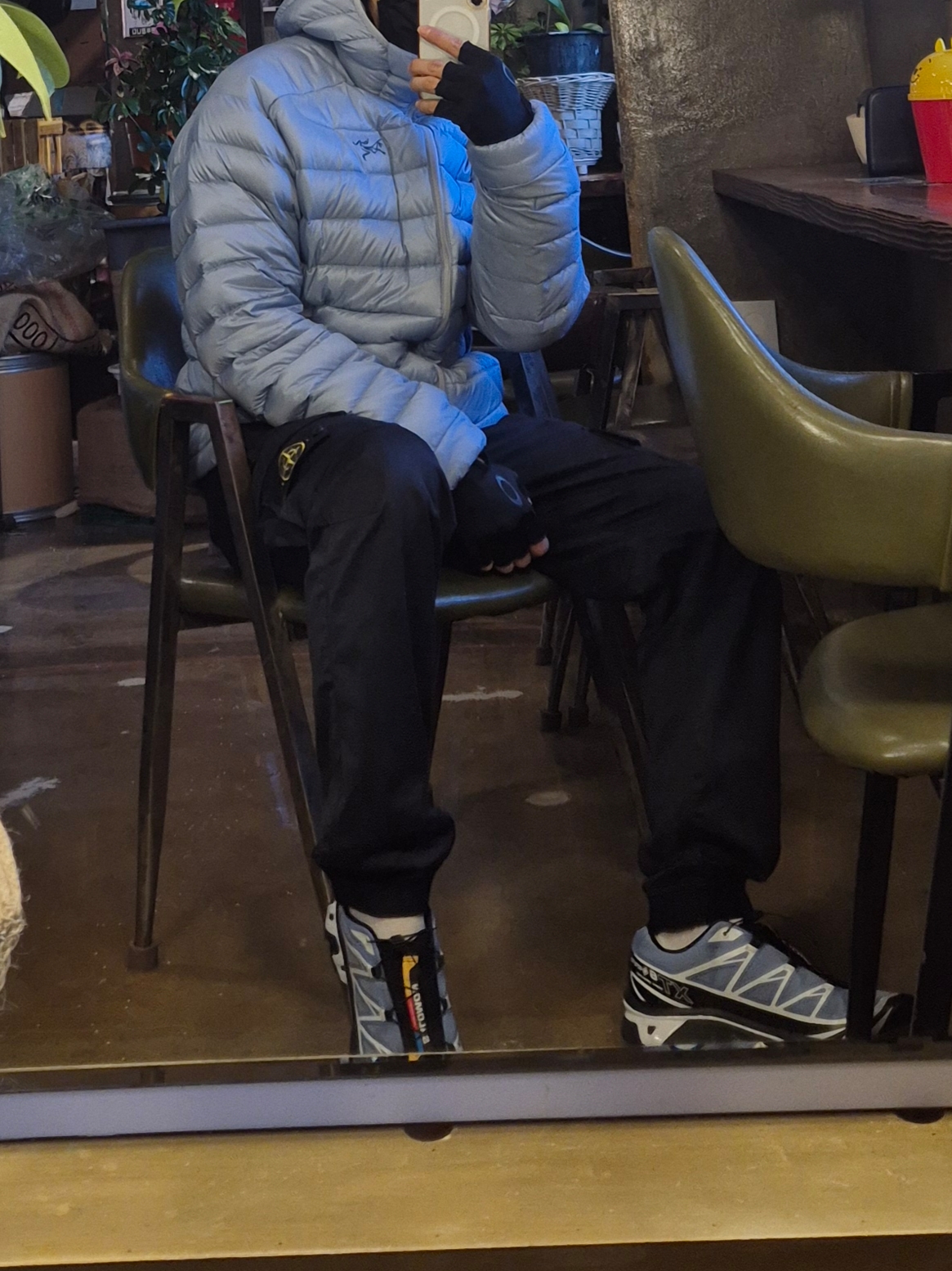 Arc'teryx Cerium Hoody Lucent, Salomon XT-6 GTX Black Infinity 착용 스타일