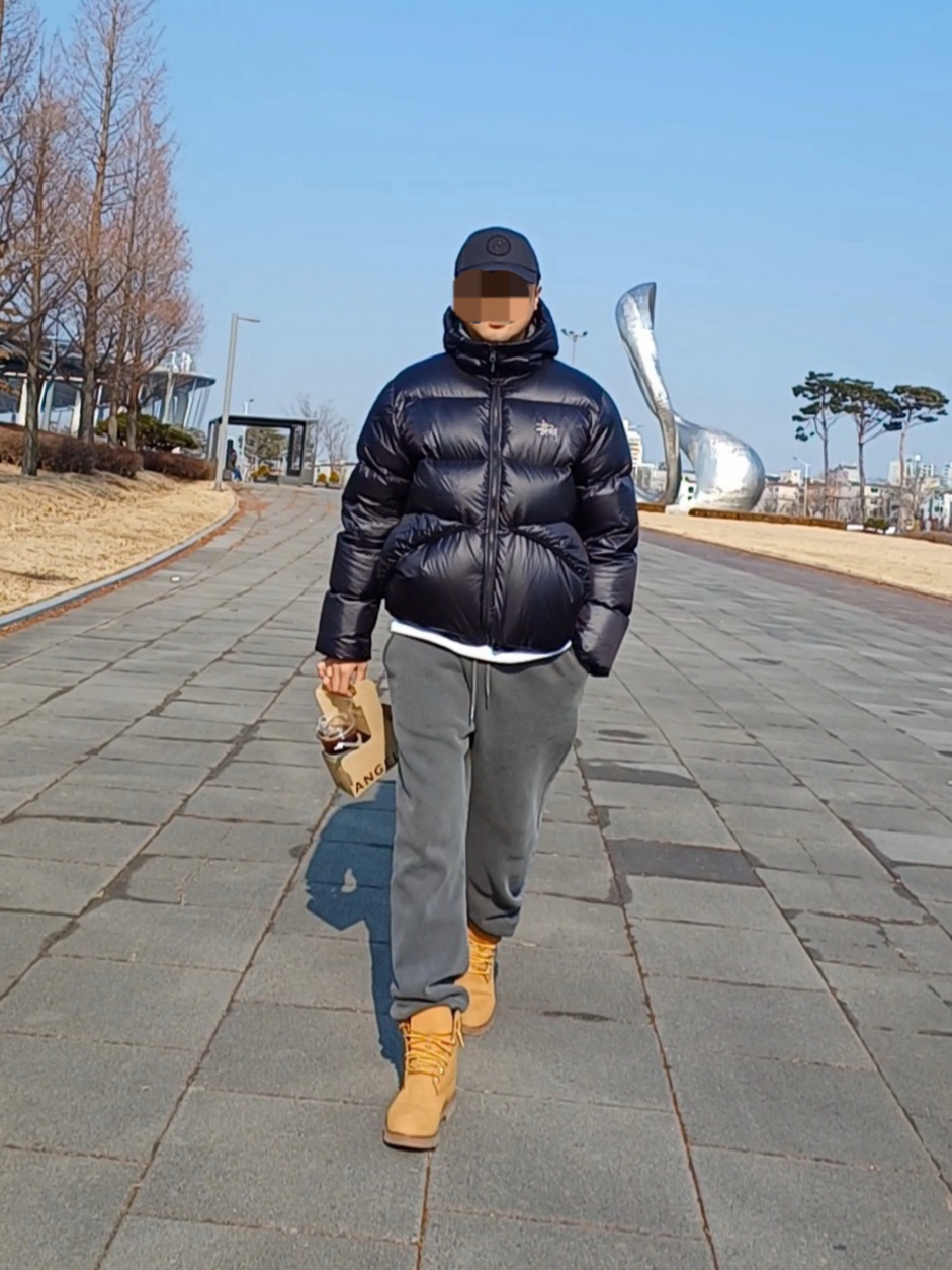 Stussy Down Parka Micro Ripstop Phantom Black, Timberland 6 Inch Laceup Basic Boots Wheat Brown - Wide 착용 스타일 - 1