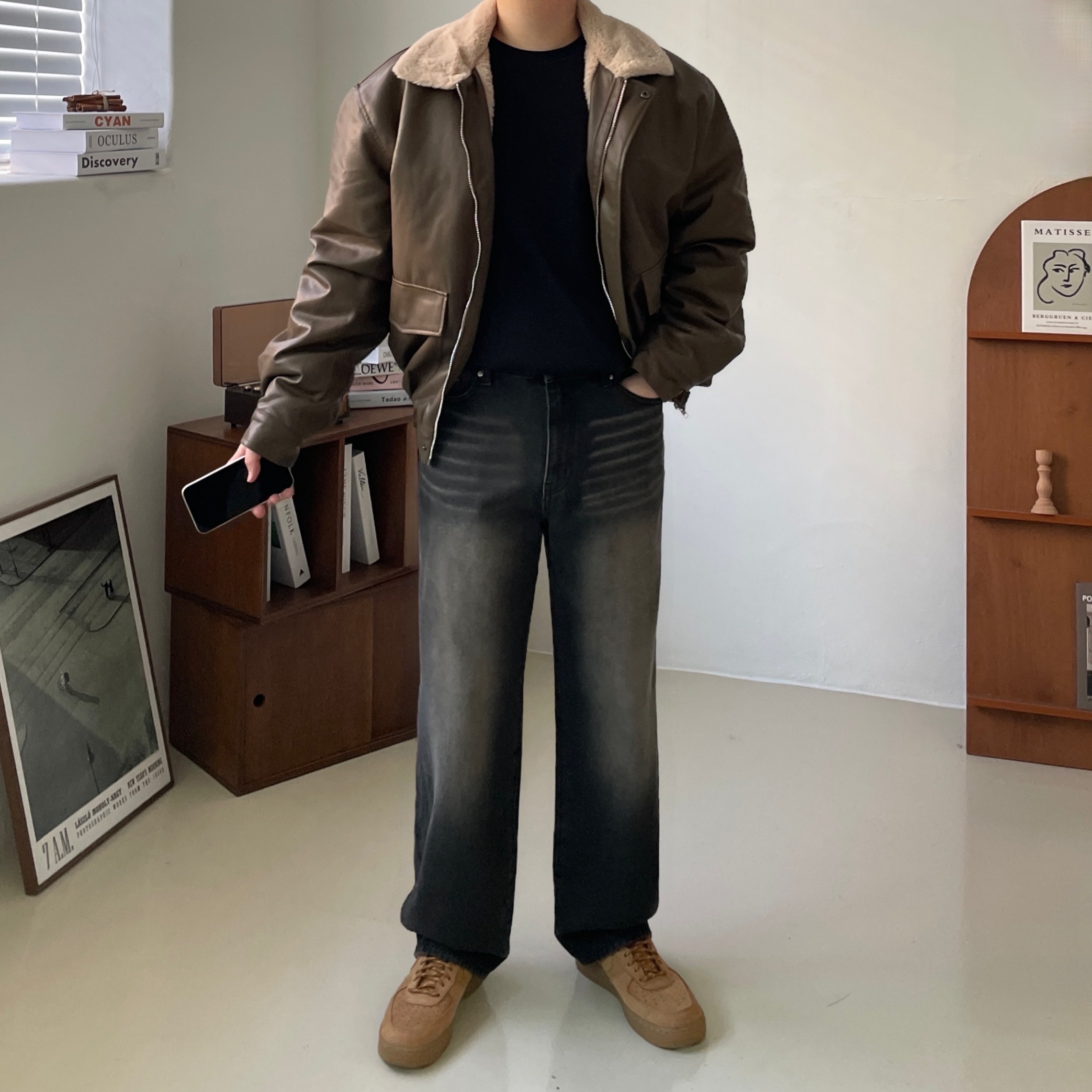 (W) Nike Air Force 1 '07 WB Flax Wheat 착용 스타일 - 1