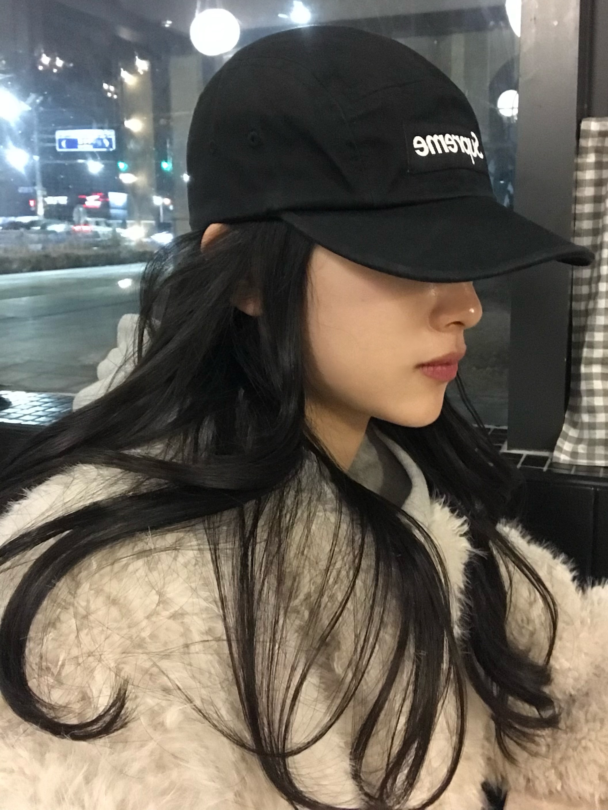Supreme Washed Chino Twill Camp Cap Black 착용 스타일 - 4